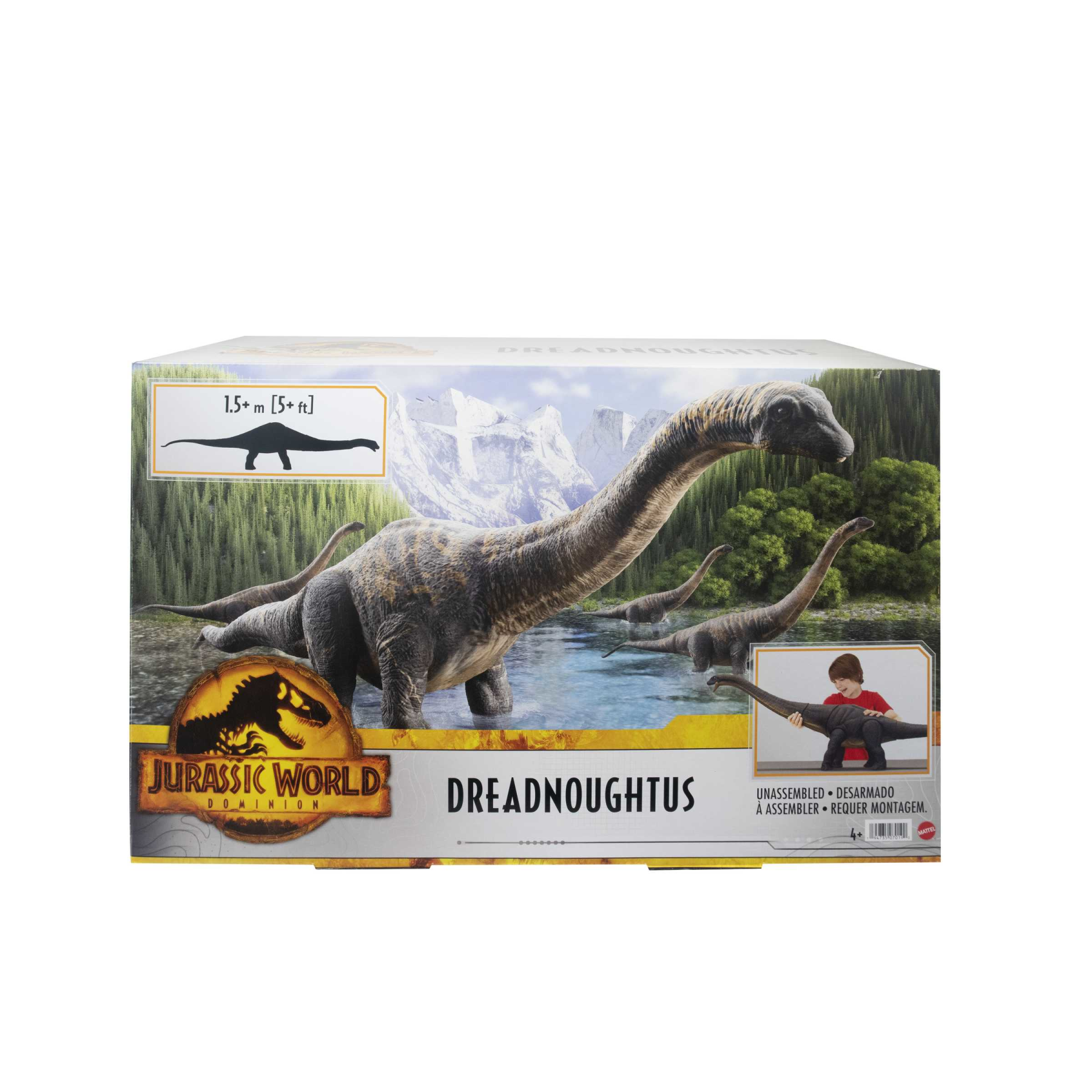 Jurassic world - dreadnotus dinosauro con collo e coda lunghi, giocattolo per bambini 4+ anni - Jurassic World