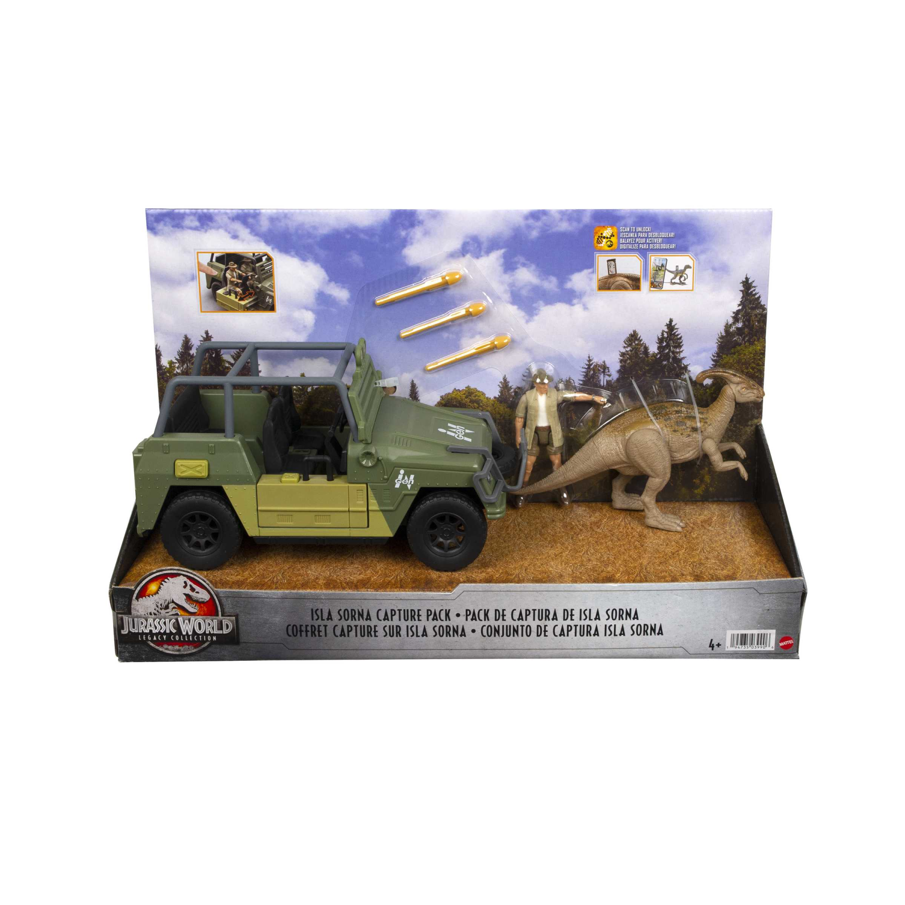 Jurassic world, playset con veicolo, action figure di tembo e parasaurolophus, giocattolo per bambini 4+ anni - Jurassic World