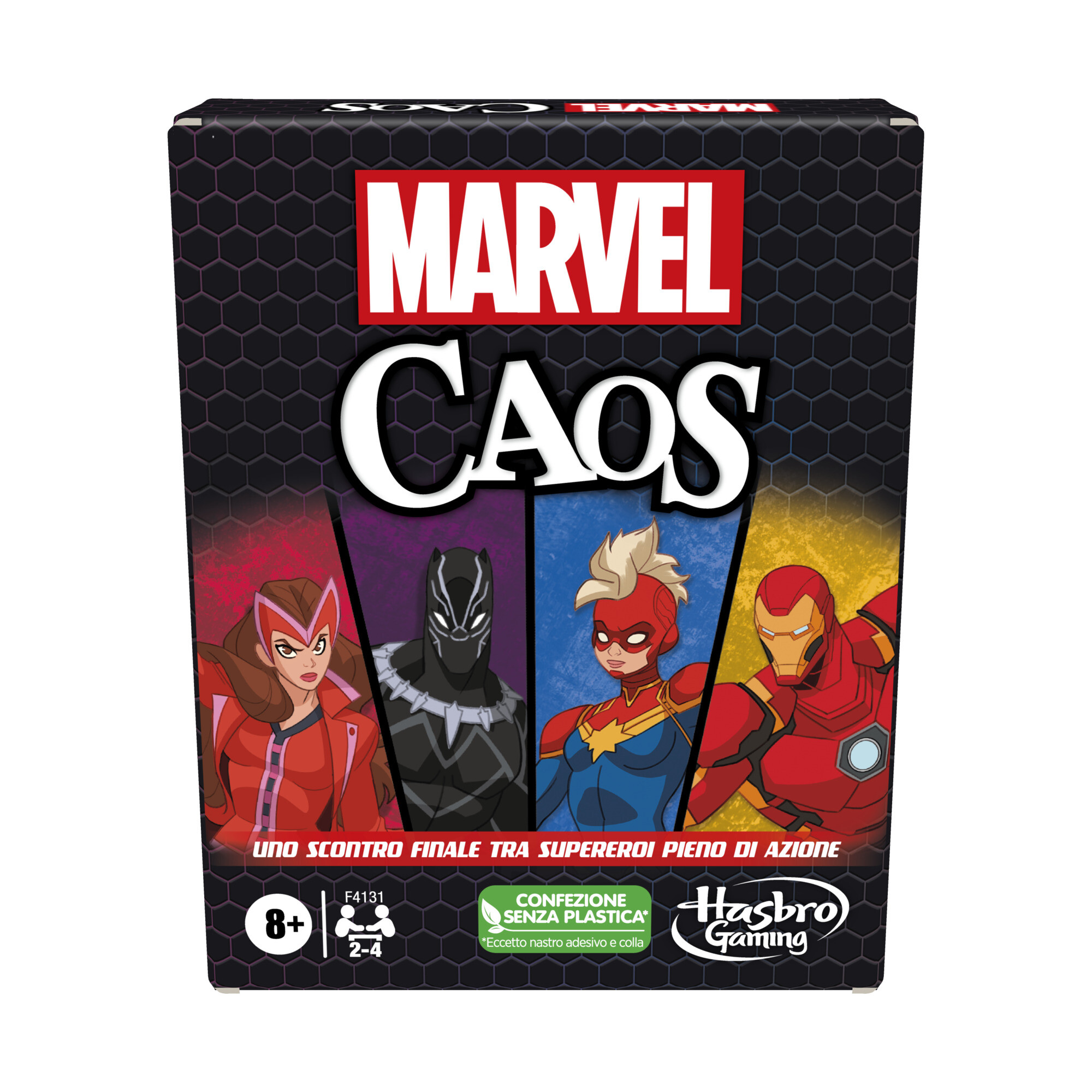 Marvel caos - gioco di carte hasbro gaming con i supereroi marvel, divertente gioco per famiglie dagli 8 anni in su, gioco rapido e semplice da imparare - 