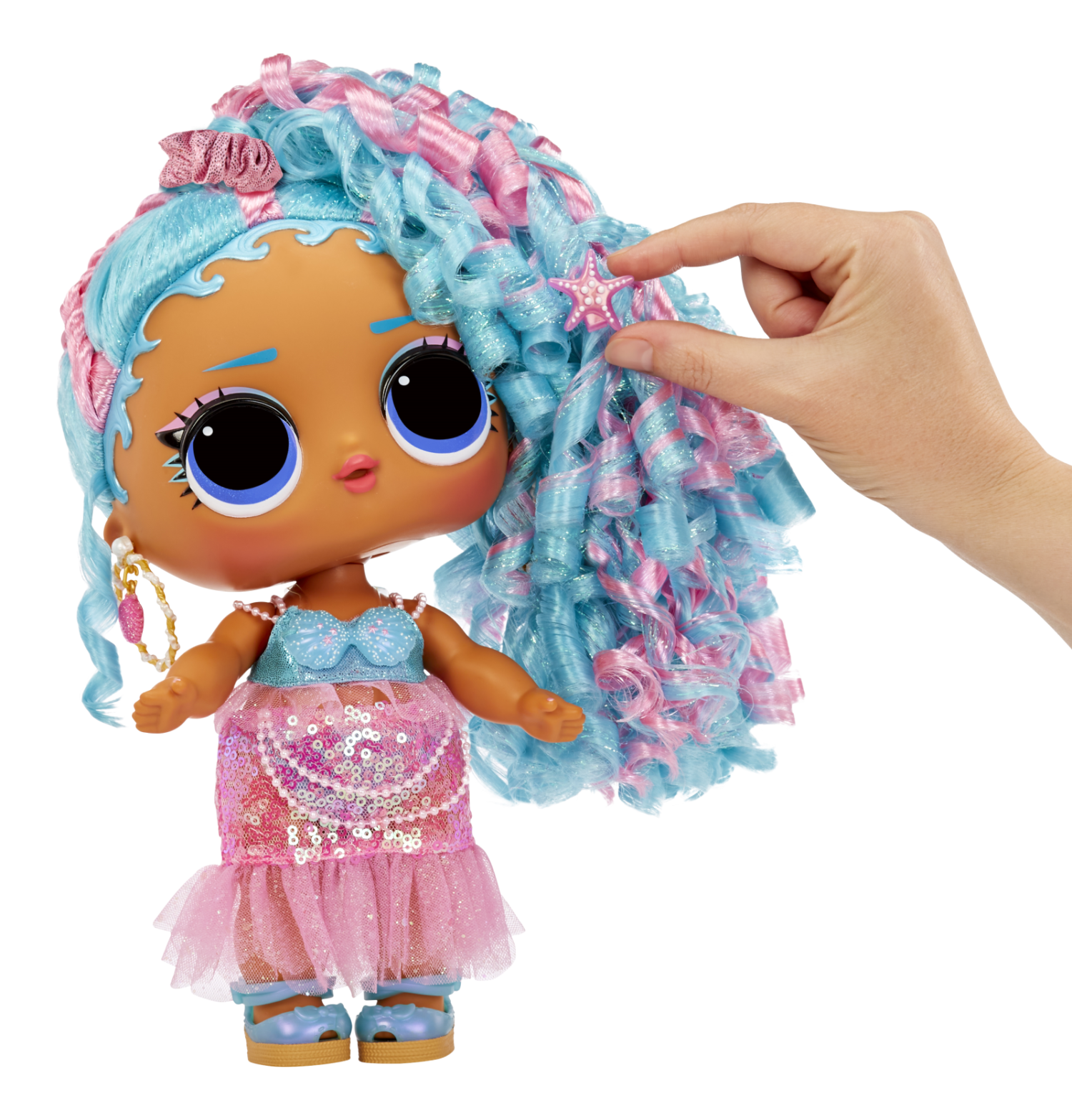 Lol surprise big baby hair hair hair bambola grande - splash queen - bambola da 28cm con 14 sorprese tra cui accessori da condividere - LOL