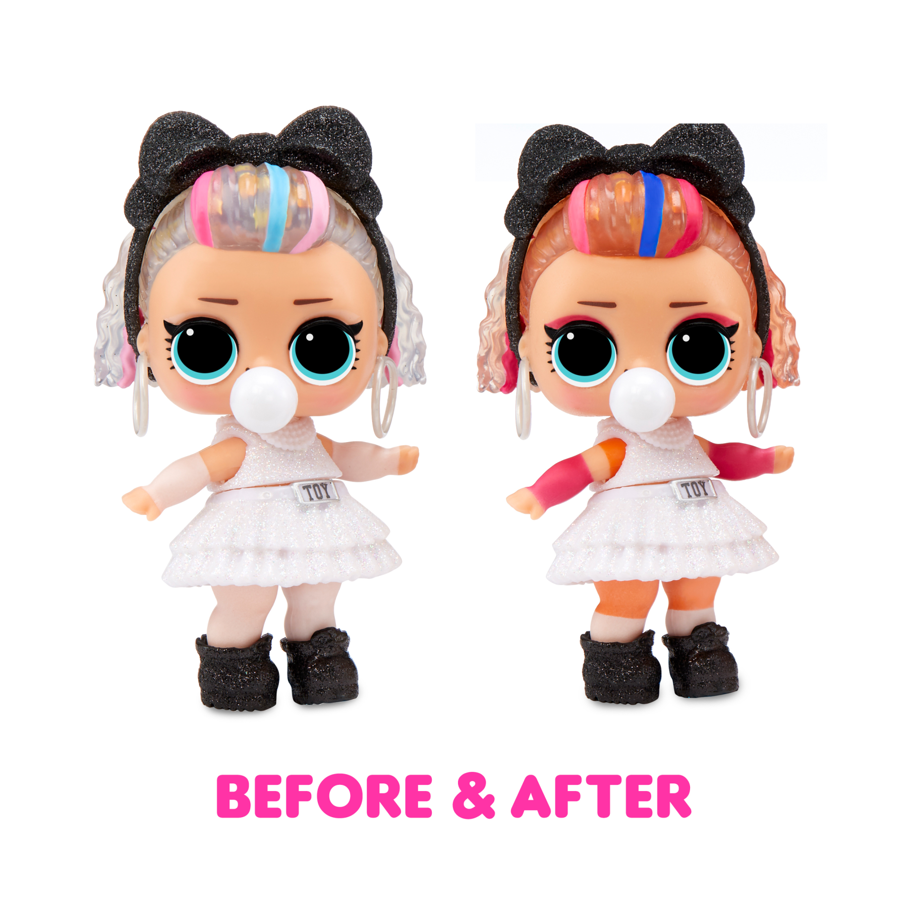 Lol surprise glitter colour change - set di bambole con 7 sorprese, assortimento casuale - include bambola da collezione, vestiti scintillanti e accessori - LOL