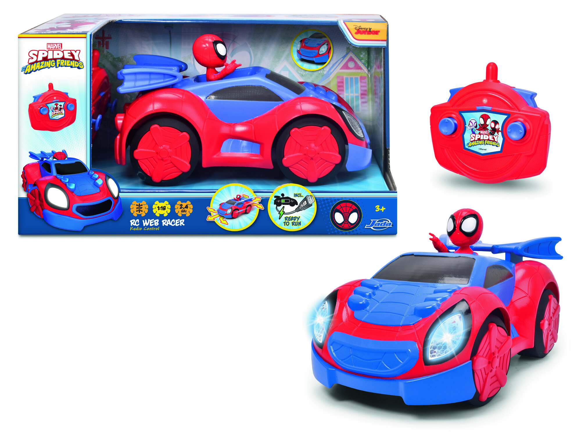 Dickie- radiocomando spidey web crawler, +3 anni, cm 27, 2 canali, funzione turbo - MARVEL, Spiderman