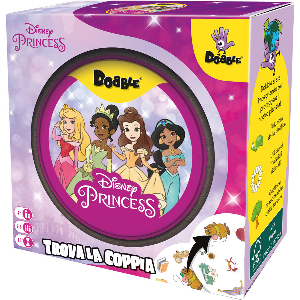 Asmodee - dobble disney princess (eco-sleeve), gioco di carte - Toys Center