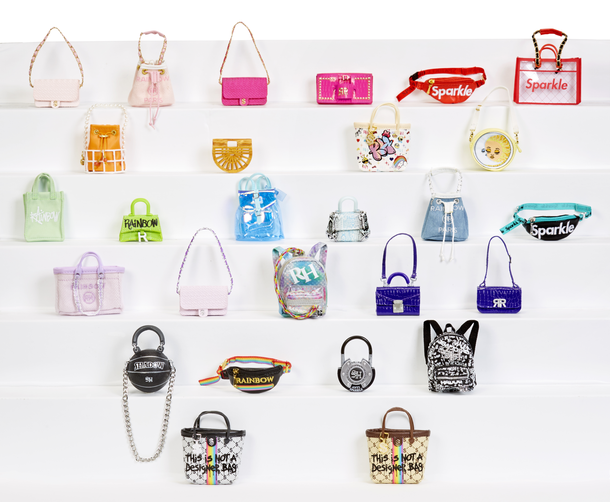 Rainbow high accessories mini borse da studio - 27 borse collezionabili - contiene 1 accessorio di alta gamma - Rainbow High