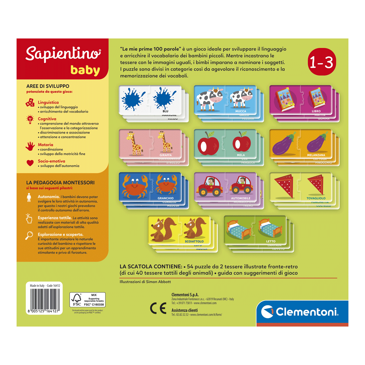 Clementoni - sapientino baby montessori - le mie prime 100 parole - Toys  Center