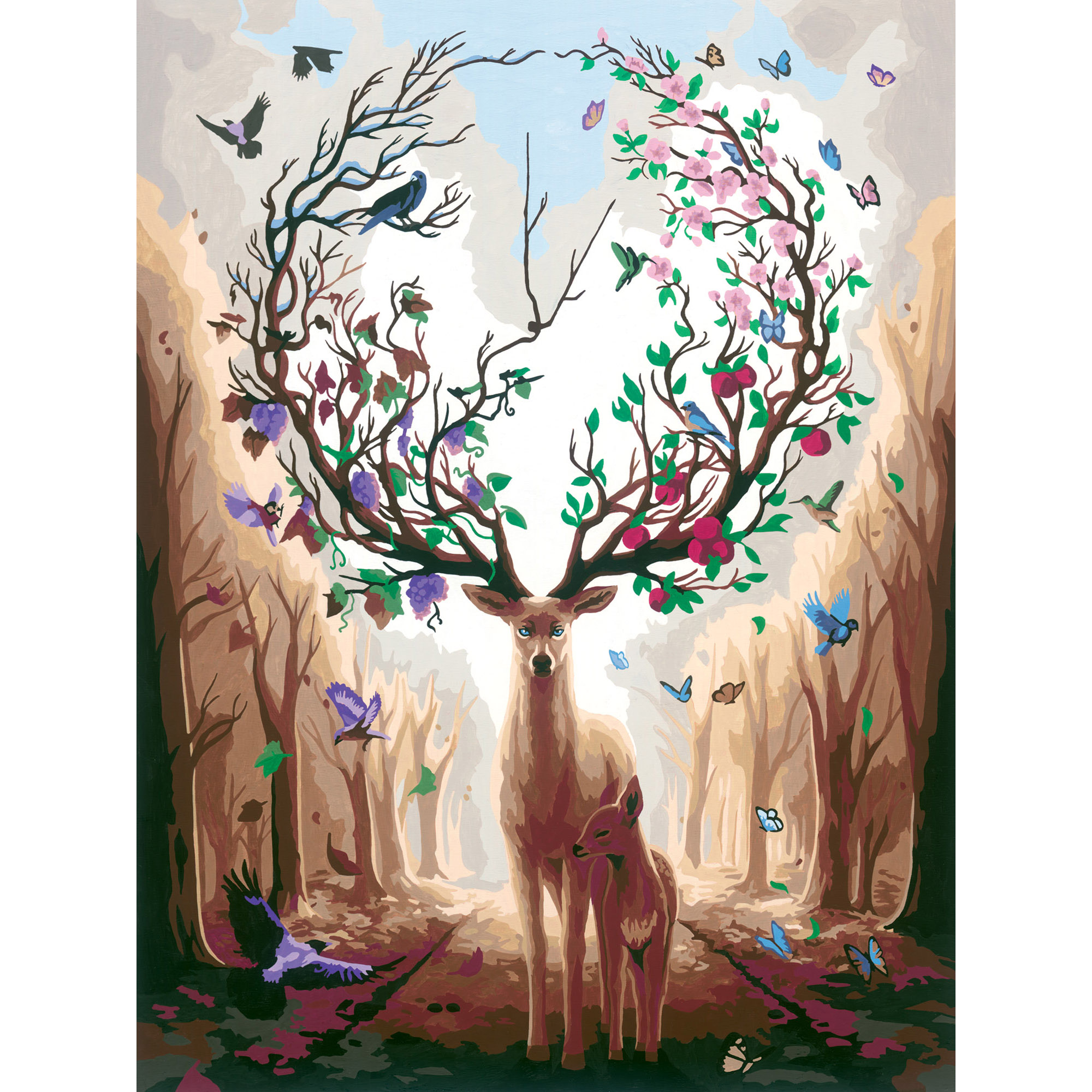 Ravensburger - creart cervo magico, kit per dipingere con i numeri, contiene tavola prestampata 40x30 cm, pennello, colori e accessori, gioco creativo e relax per adulti 14+ anni - CREART