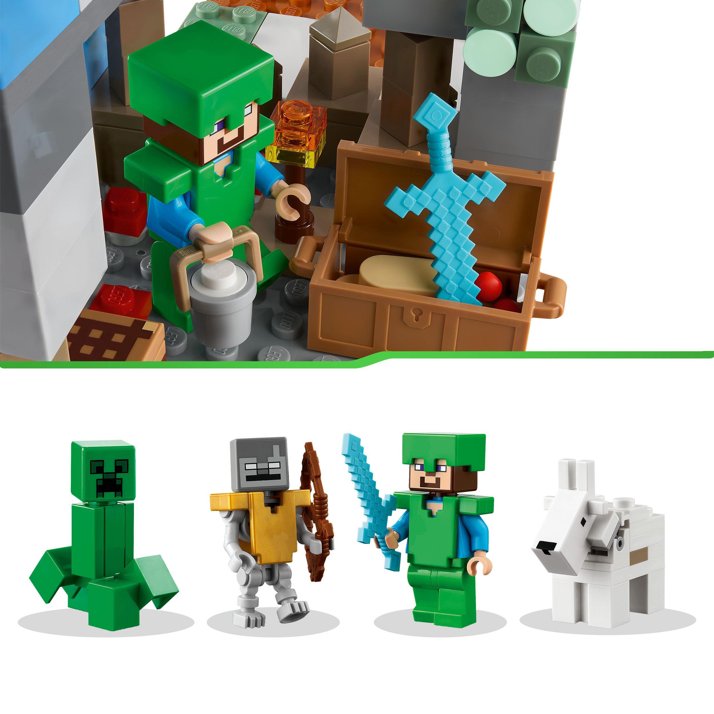 Lego minecraft 21243 i picchi ghiacciati, modellino da costruire con caverna e personaggi steve, creeper e capra, idee regalo - MINECRAFT