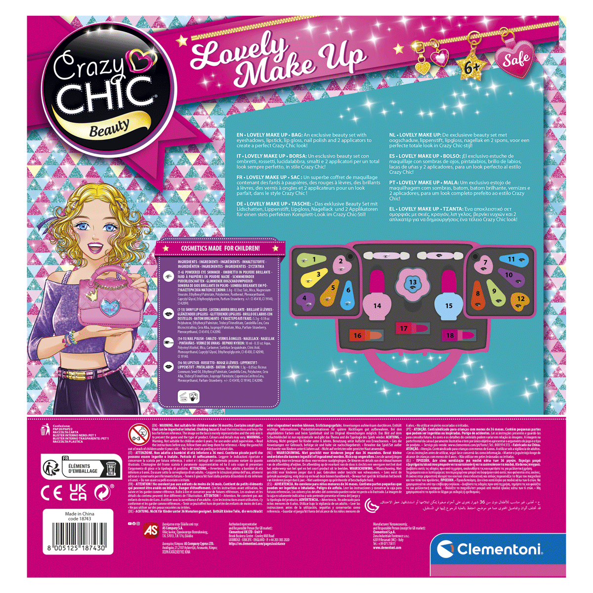 Clementoni - crazy chic - lovely make up bag - trousse bambine - CRAZY CHIC