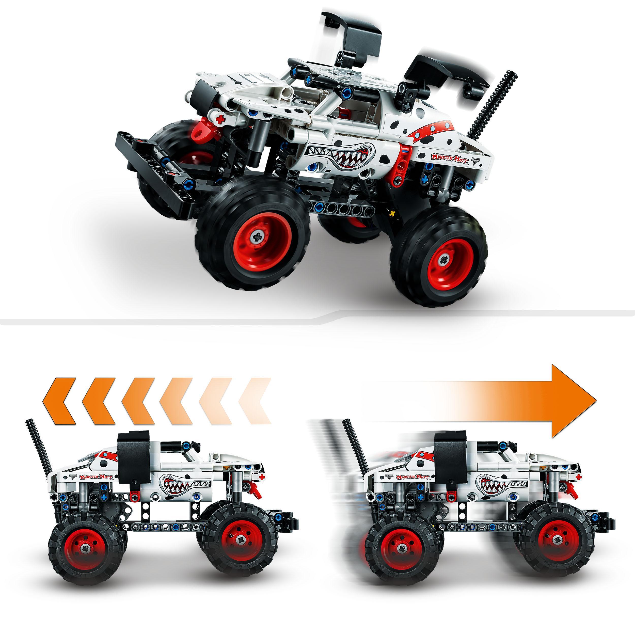 Lego technic 42150 monster mutt monster jam dalmata, set  2 in 1 con pull-back, auto offroad monster truck e camion giocattolo - LEGO TECHNIC