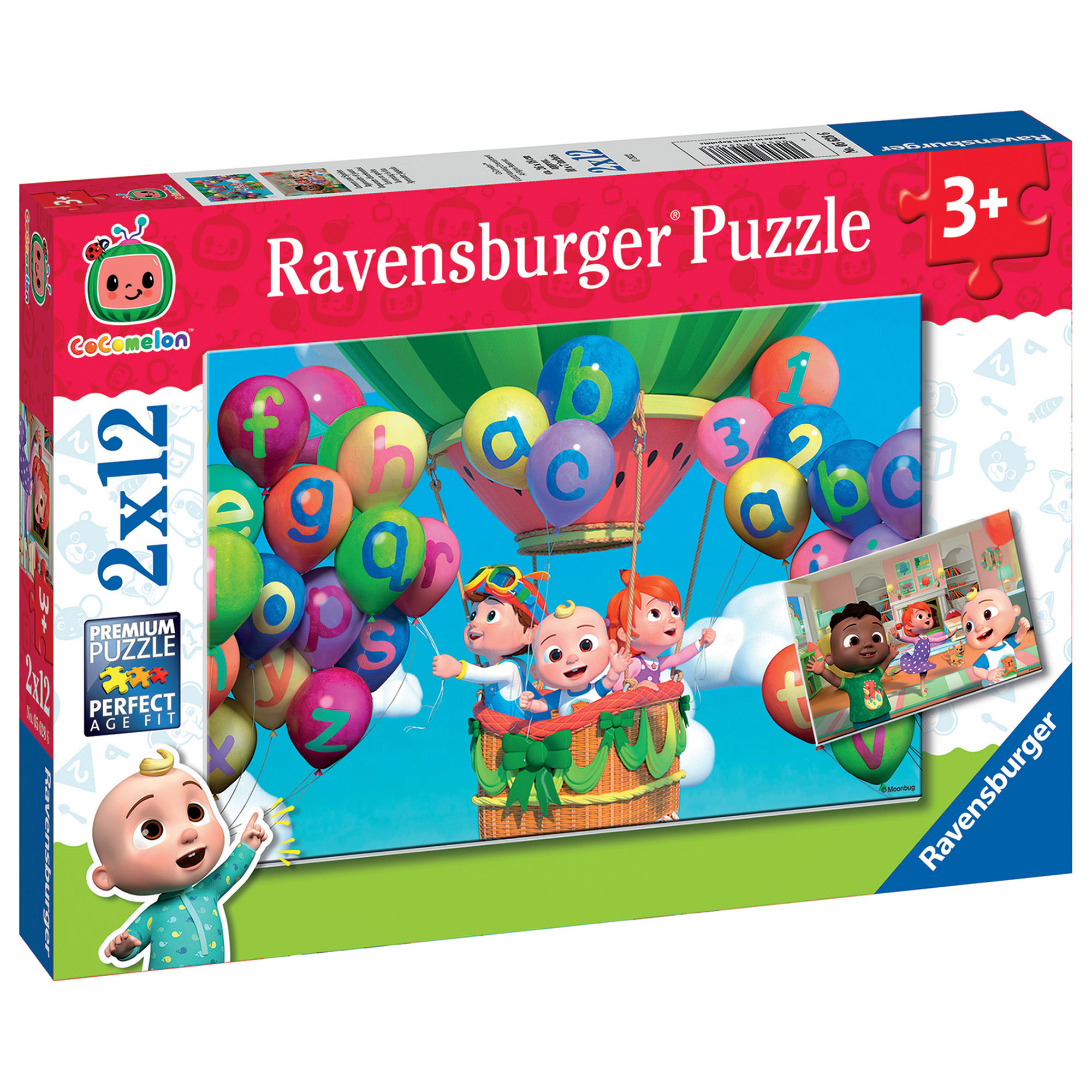 Ravensburger - puzzle cocomelon, collezione 2x12, 2 puzzle da 12 pezzi, età raccomandata 3+ anni - RAVENSBURGER
