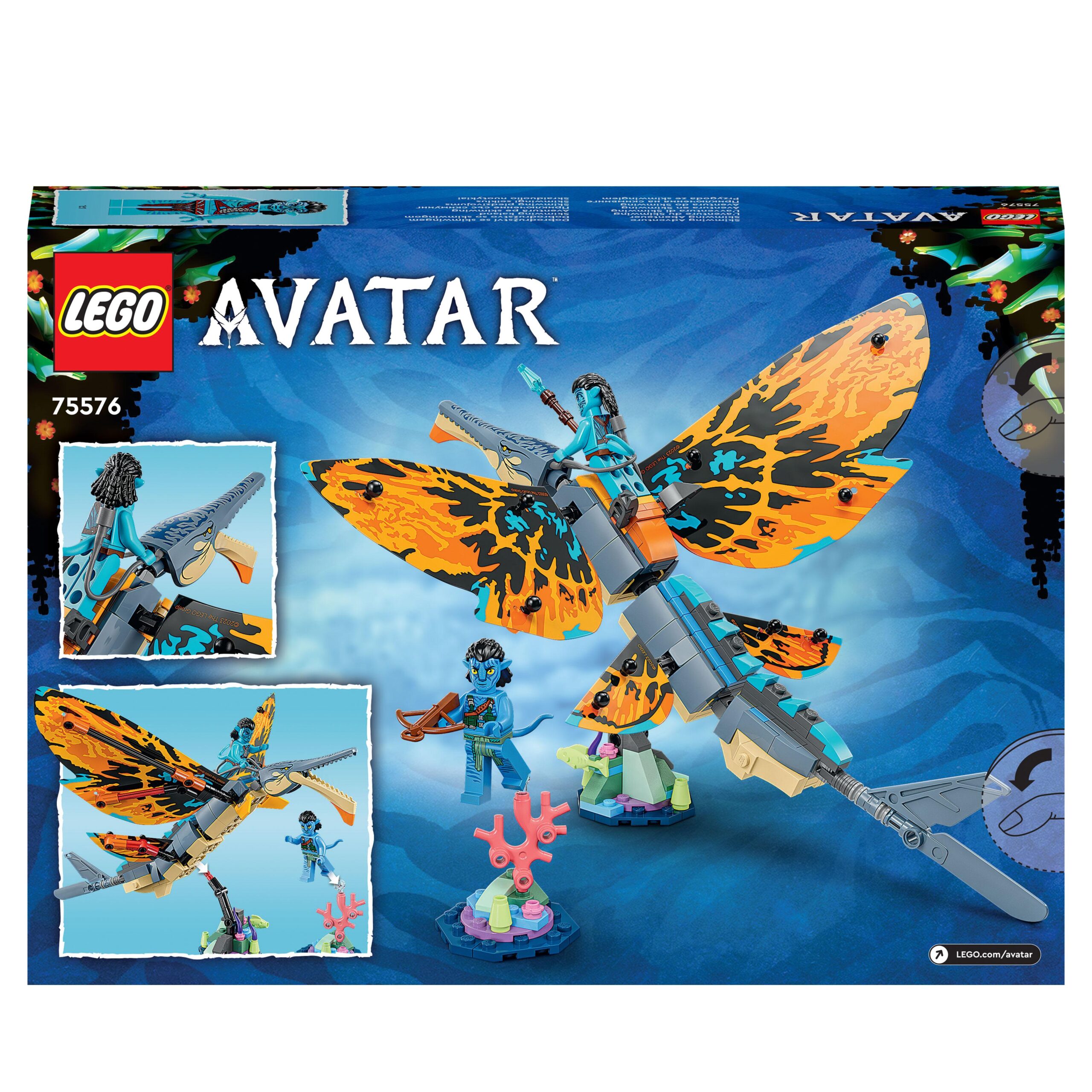 Lego avatar 75576 l’avventura di skimwing con jake sully e tonowari, animale giocattolo, scenario di pandora la via dell'acqua - Lego