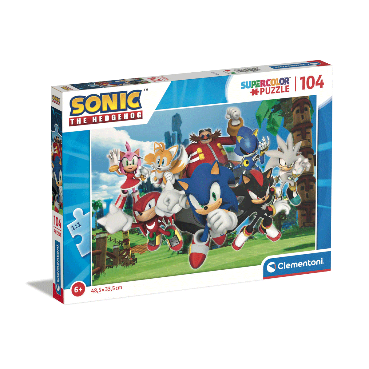 Clementoni - supercolor puzzle - sonic - 104 pezzi - 