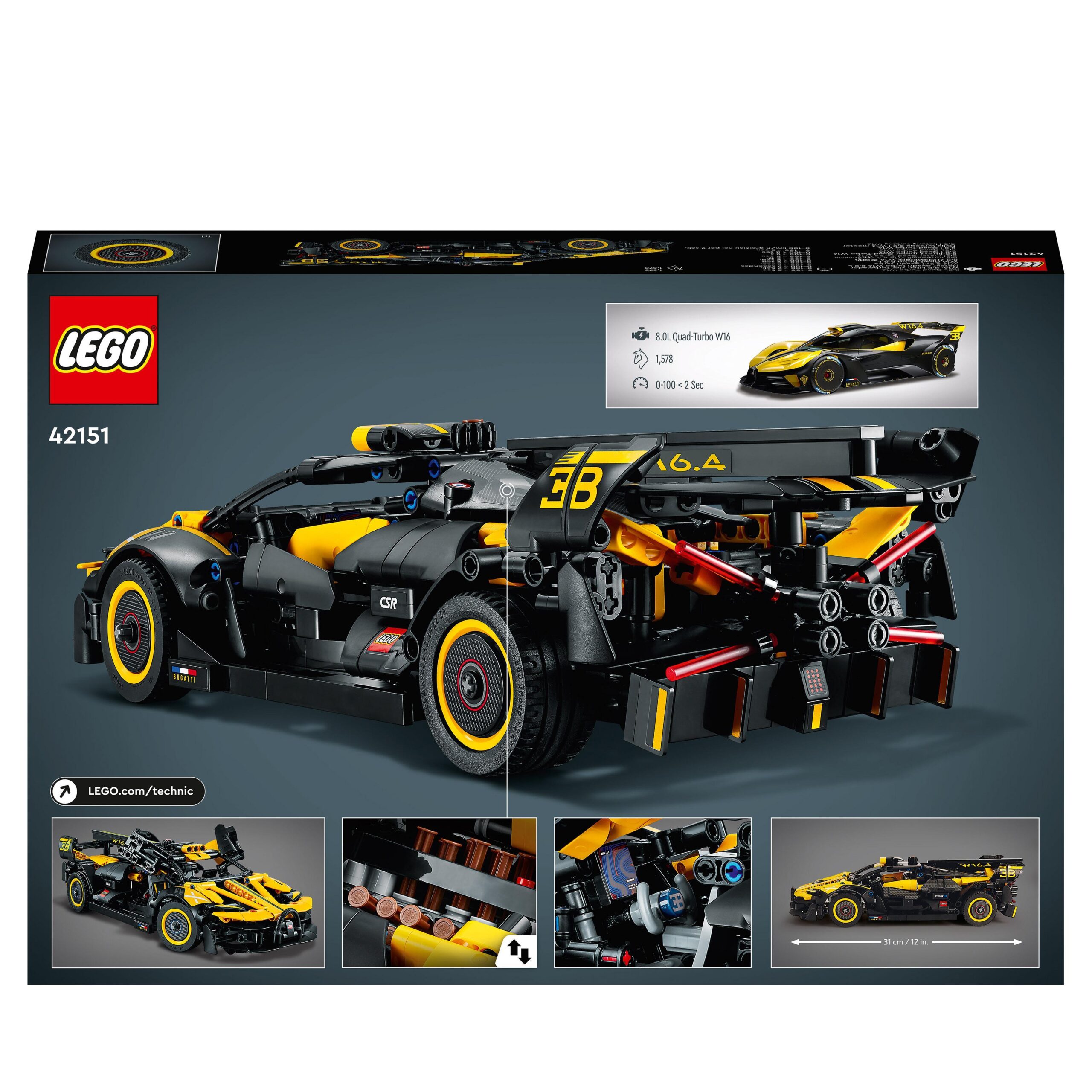 Lego technic 42151 bugatti bolide, kit macchina giocattolo, modellino auto supercar, giochi per bambini, idee regalo - LEGO TECHNIC