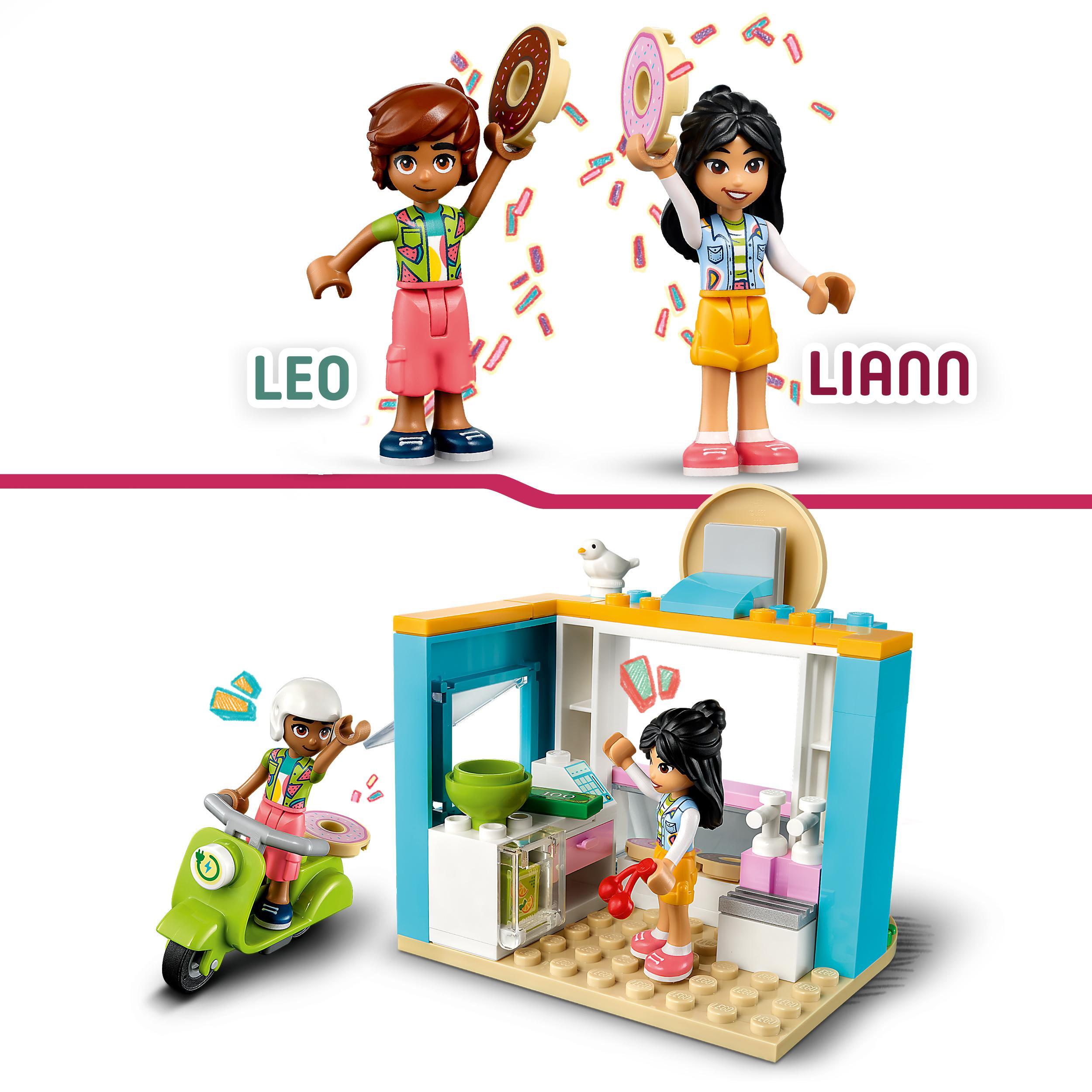 Lego friends 41723 negozio di ciambelle, giochi per bambini 4+ anni con mini bamboline liann e leo e scooter, idea regalo - LEGO FRIENDS