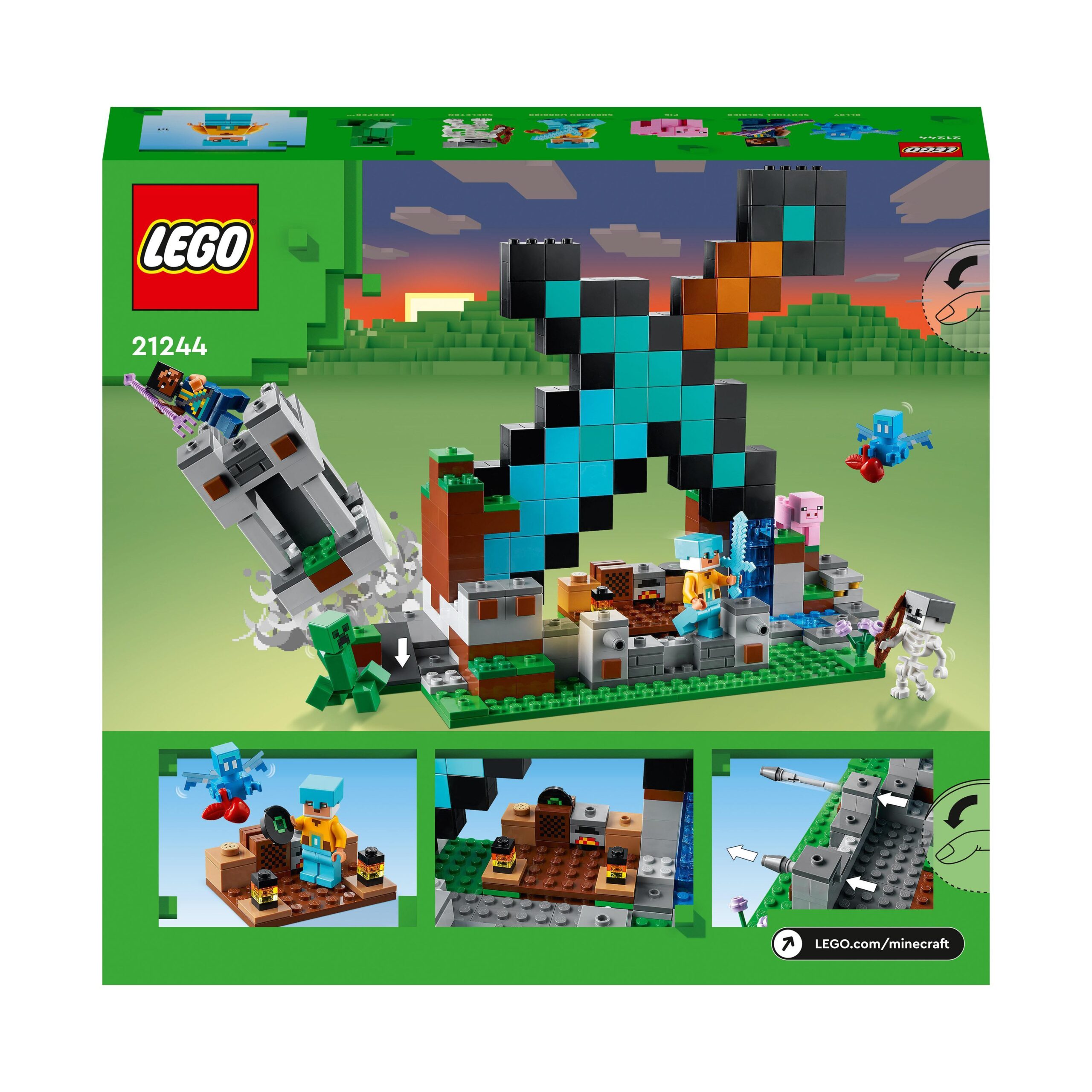 Lego minecraft 21244 l'avamposto della spada giocattolo da costruire con creeper, soldato e scheletro, giochi per bambini - MINECRAFT