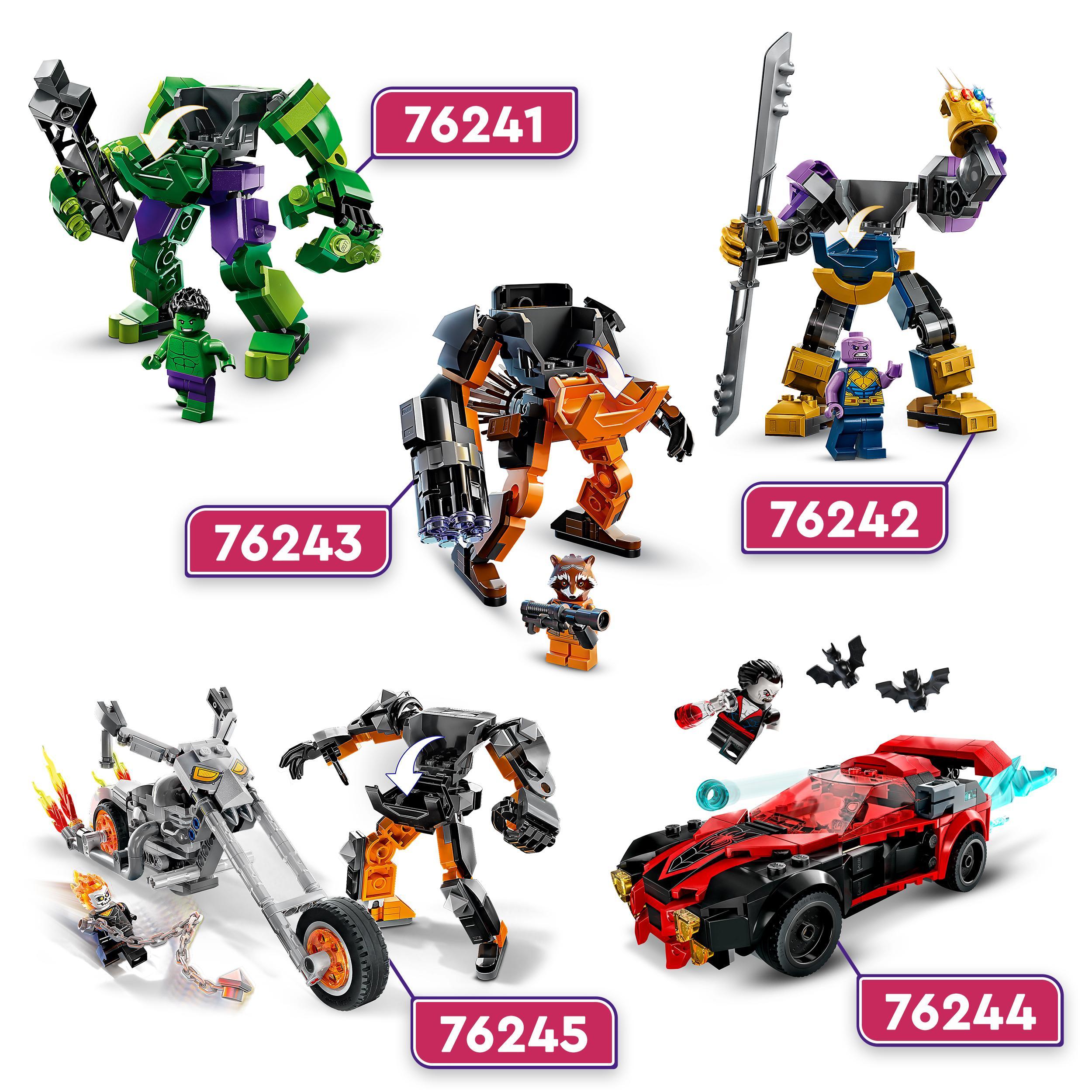 Lego marvel 76244 miles morales vs. morbius, spider-man giocattolo per bambini con macchina da corsa e minifigure di spidey - LEGO SUPER HEROES, Spiderman