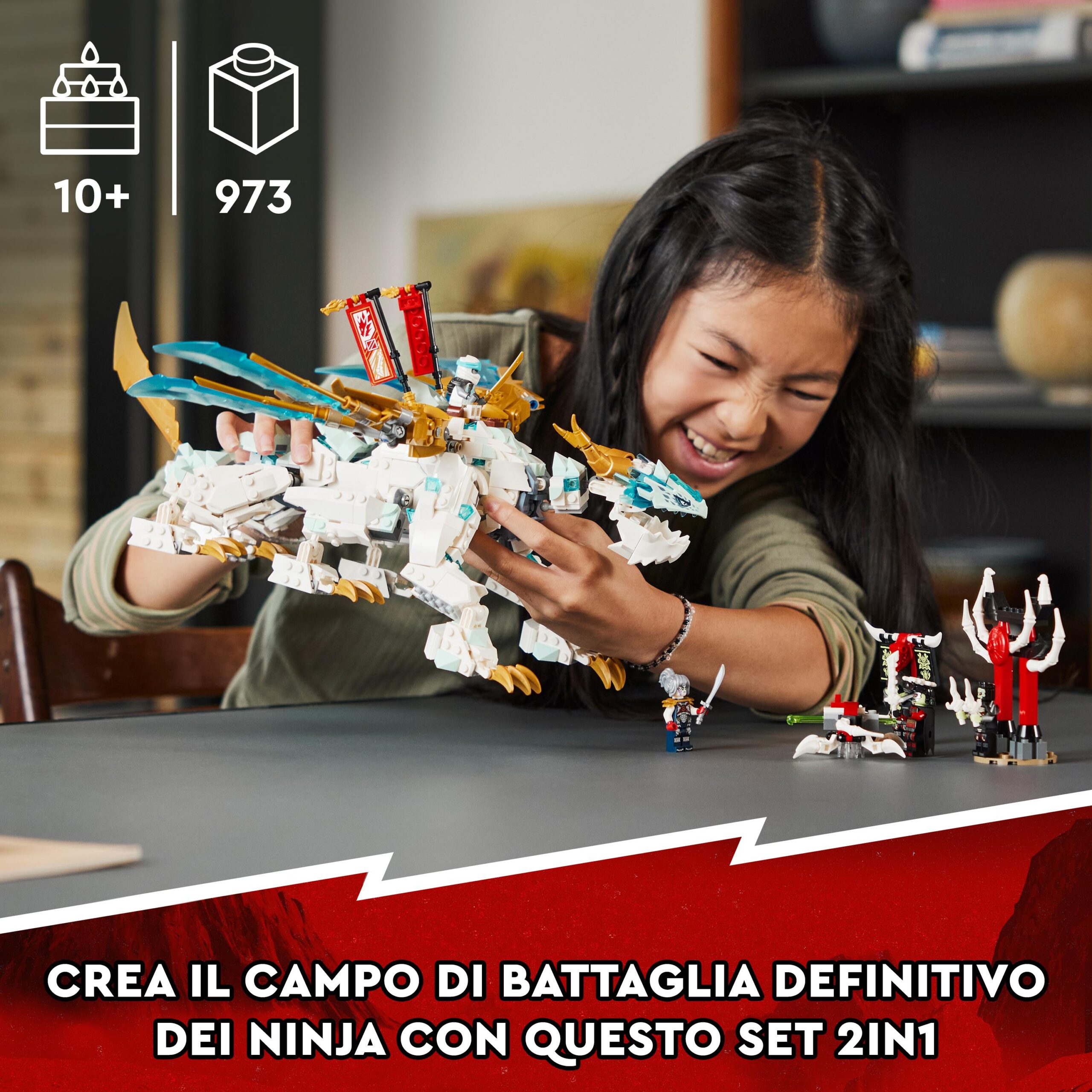 Lego ninjago 71786 drago di ghiaccio di zane 2in1 con drago giocattolo e guerriero action figure, kit modellismo per bambini - LEGO NINJAGO