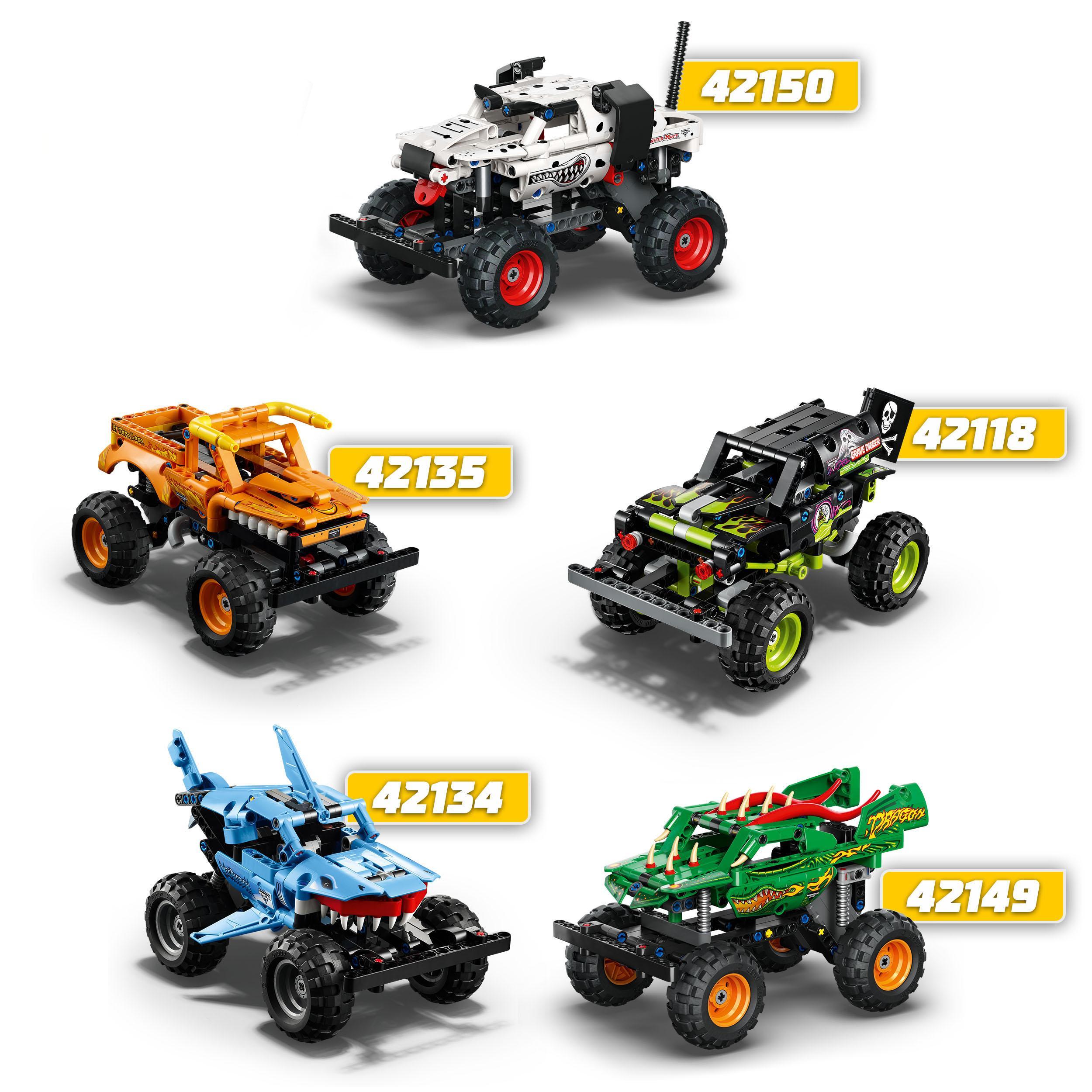 Lego technic 42150 monster mutt monster jam dalmata, set  2 in 1 con pull-back, auto offroad monster truck e camion giocattolo - LEGO TECHNIC