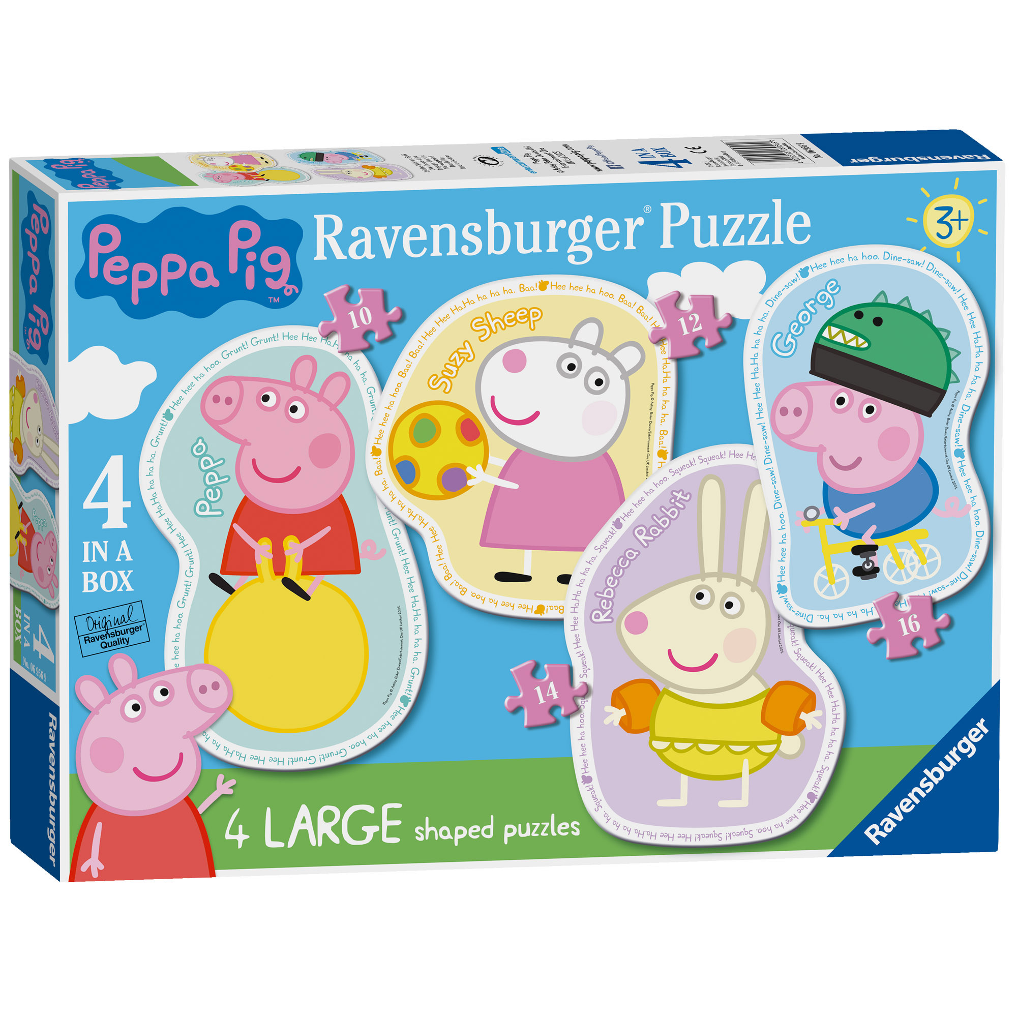Ravensburger - puzzle peppa pig, collezione shaped 4 in a box, 4 puzzle da 10-12-14-16 pezzi, età raccomandata 3+ anni - RAVENSBURGER