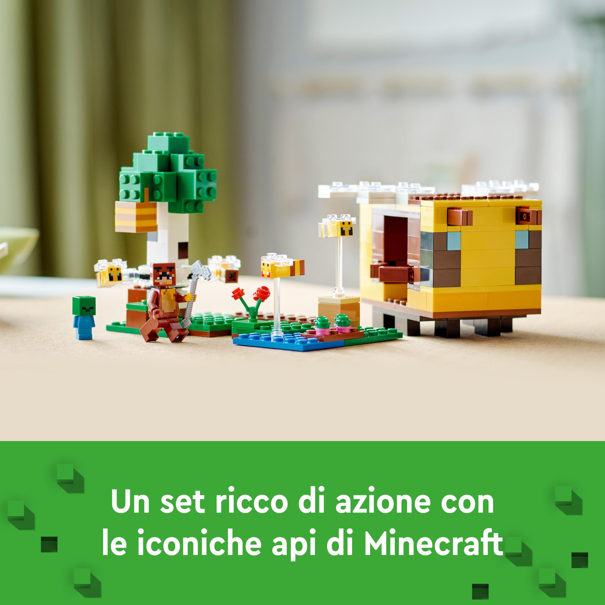Lego minecraft 21241 il cottage dell’ape, modellino da costruire fattoria con animali giocattolo, idee regalo di compleanno - MINECRAFT