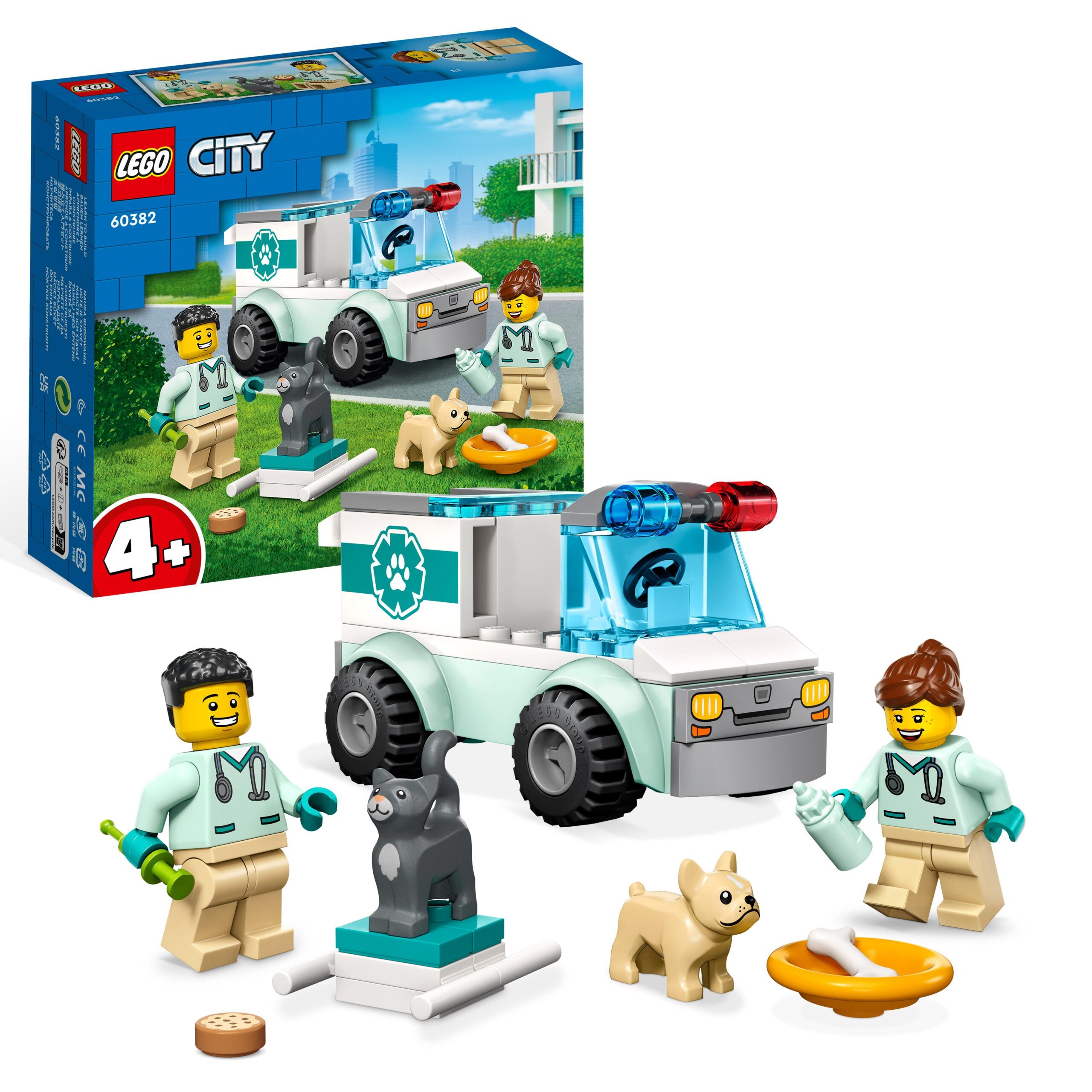 Lego city 60382 furgoncino di soccorso del veterinario con ambulanza  giocattolo e 2 minifigure, giochi per bambini dai 4 anni - Toys Center