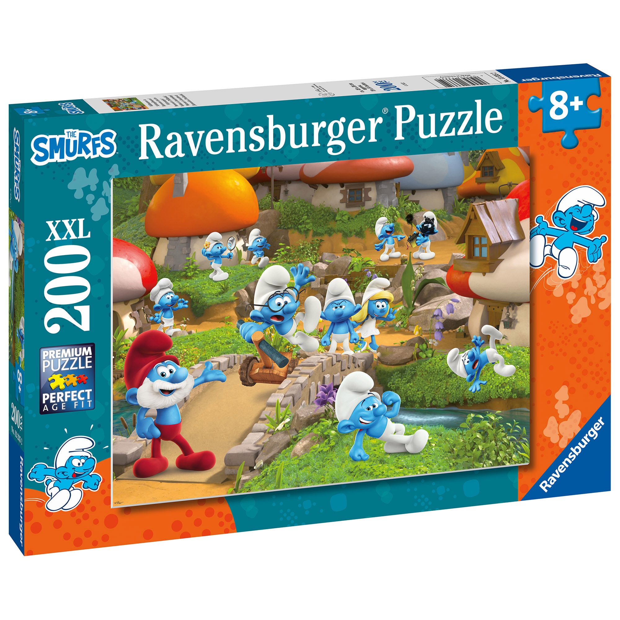 Ravensburger - puzzle i puffi, 200 pezzi xxl, età raccomandata 8+ anni - RAVENSBURGER