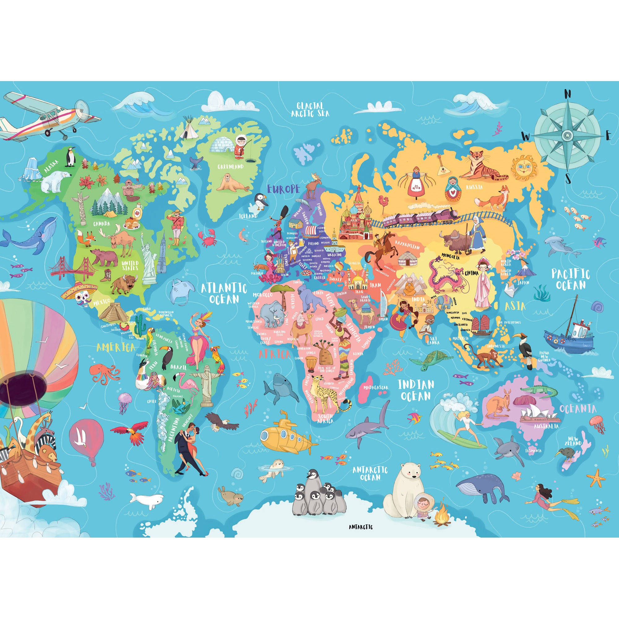 Ravensburger - puzzle mappa del mondo, 100 pezzi xxl, età raccomandata 6+  anni - Toys Center