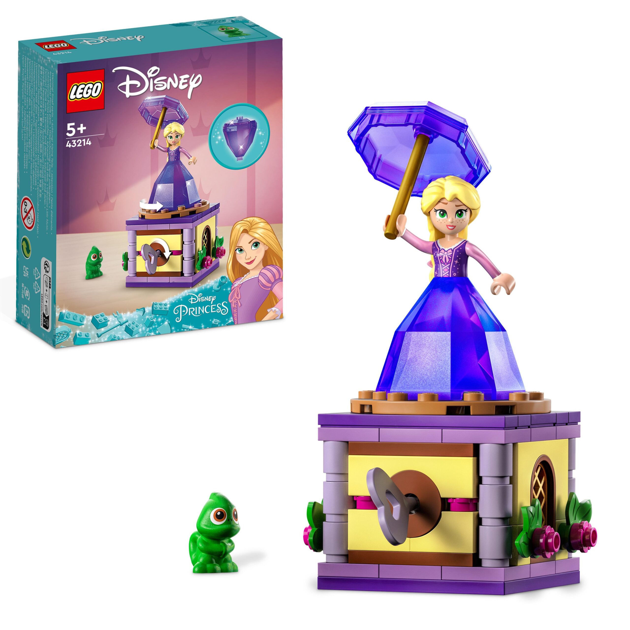 Lego disney princess 43214 rapunzel rotante, giocattolo da costruire con mini bambolina in abito di diamante, giochi bambini - DISNEY PRINCESS, Lego