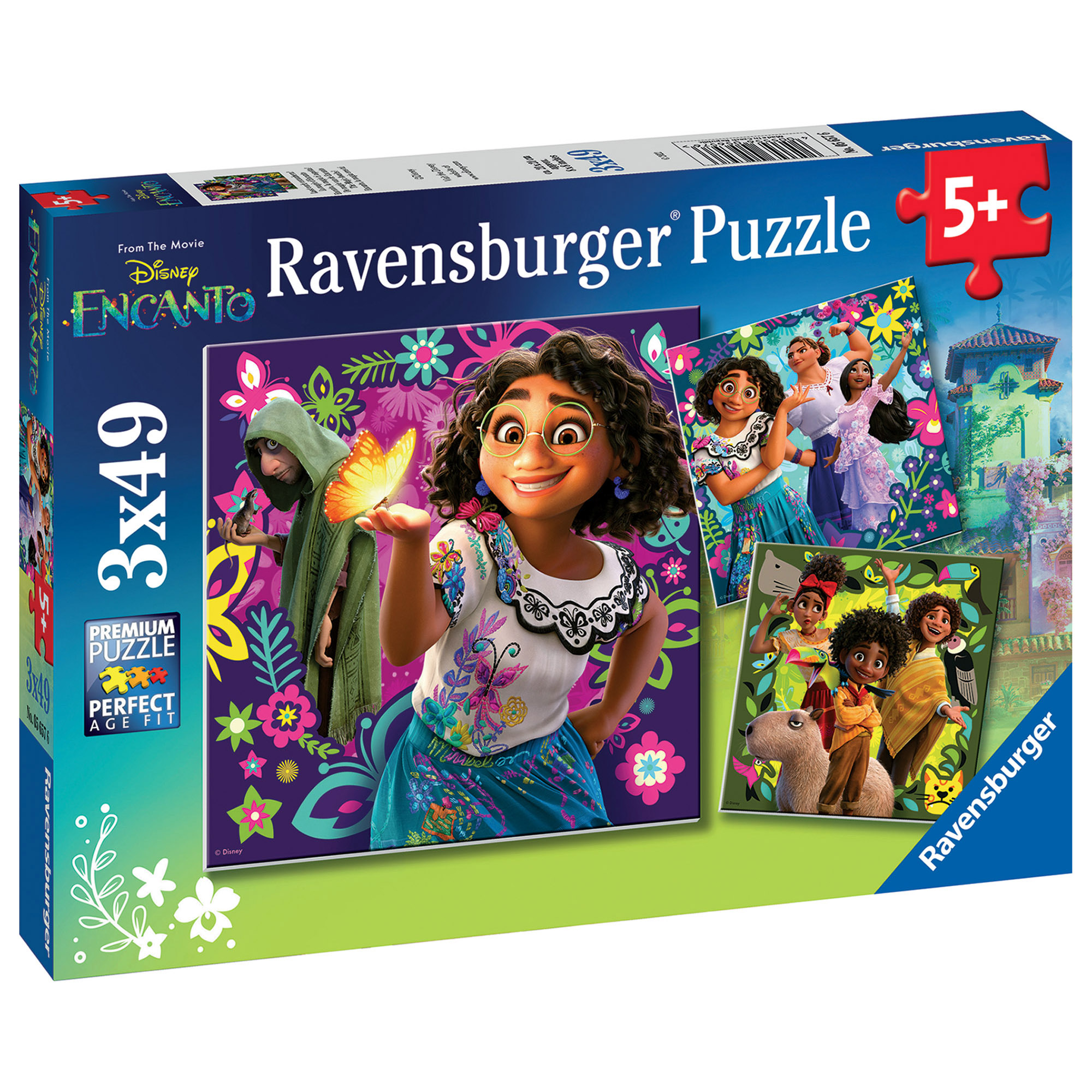 Ravensburger - puzzle encanto, collezione 3x49, 3 puzzle da 49 pezzi, età raccomandata 5+ anni - DISNEY PRINCESS, ENCANTO, RAVENSBURGER