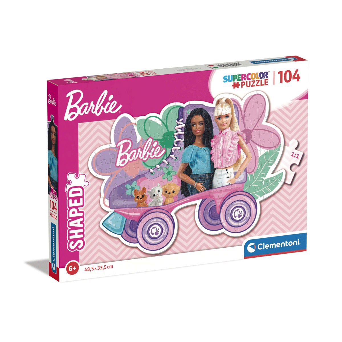 Clementoni - supercolor puzzle - shaped puzzle barbie - 104 pezzi - 