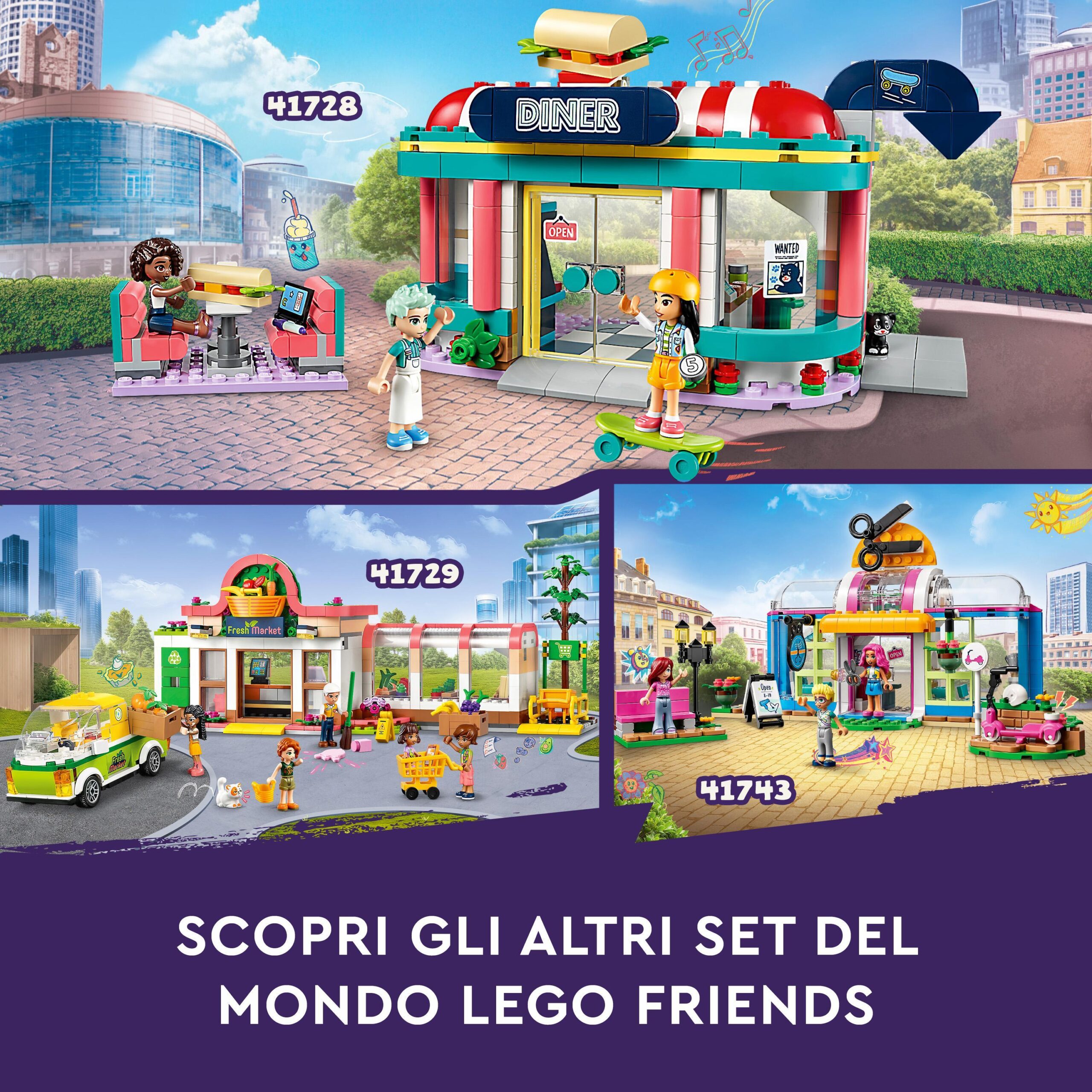 Lego friends 41728 ristorante nel centro di heartlake city, giochi per bambini 6+ anni, mini bamboline liann, aliya e charli - LEGO FRIENDS