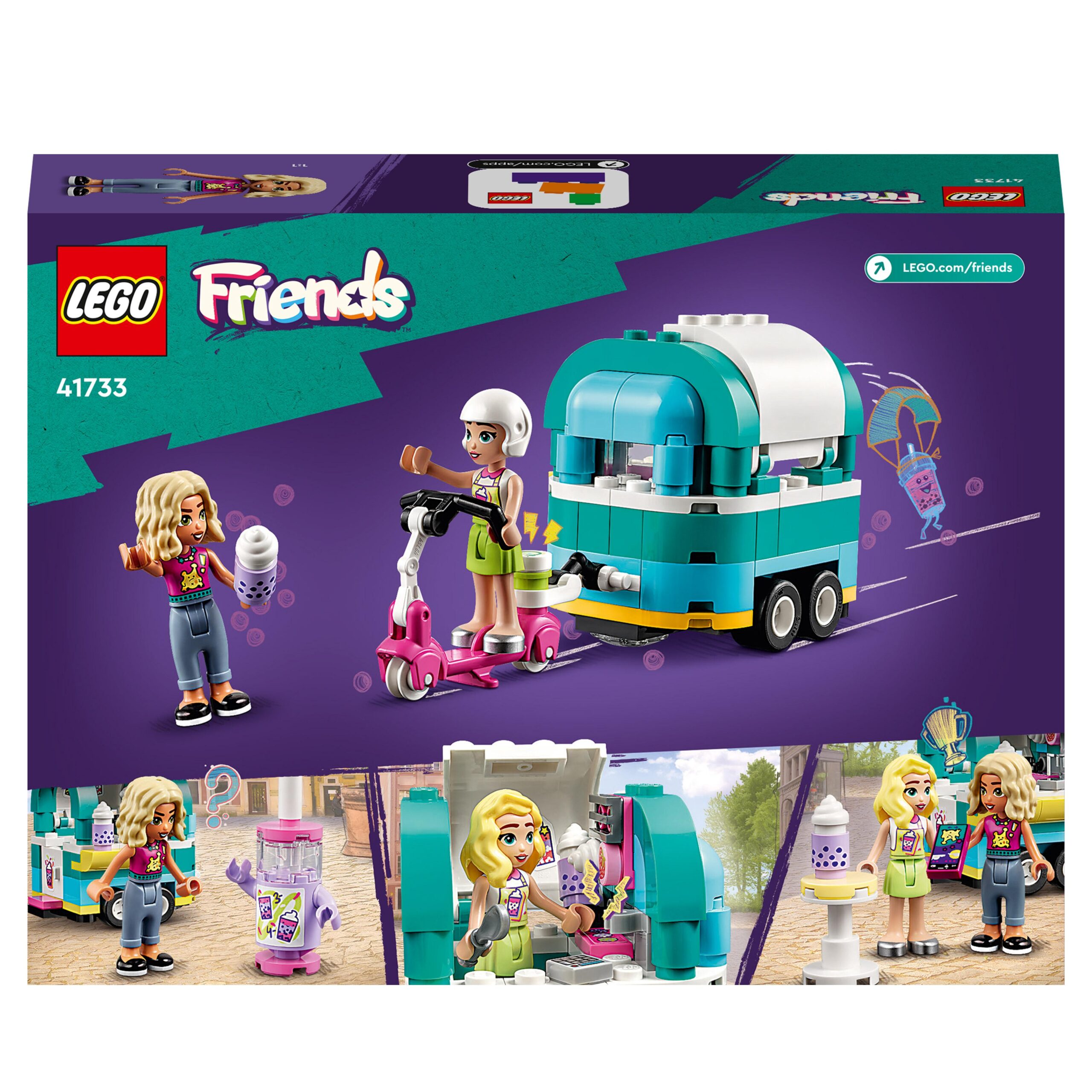 Lego friends 41733 negozio mobile di bubble tea, giocattolo per bambini 6+ con monopattino e mini bamboline nova e matilde - LEGO FRIENDS