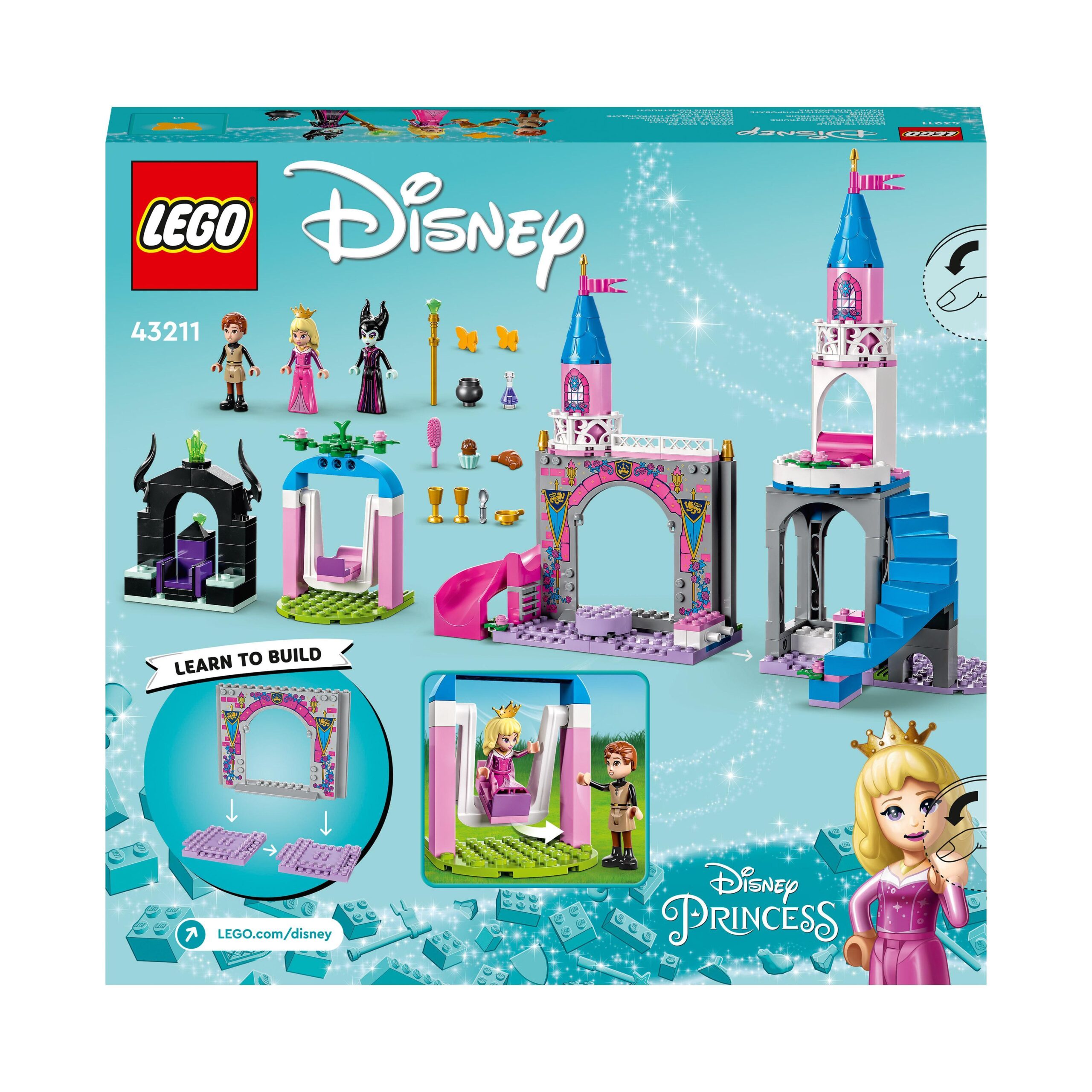 Lego disney princess 43211 il castello di aurora, giocattolo 4+ con la  bella addormentata, il principe filippo e malefica - Toys Center