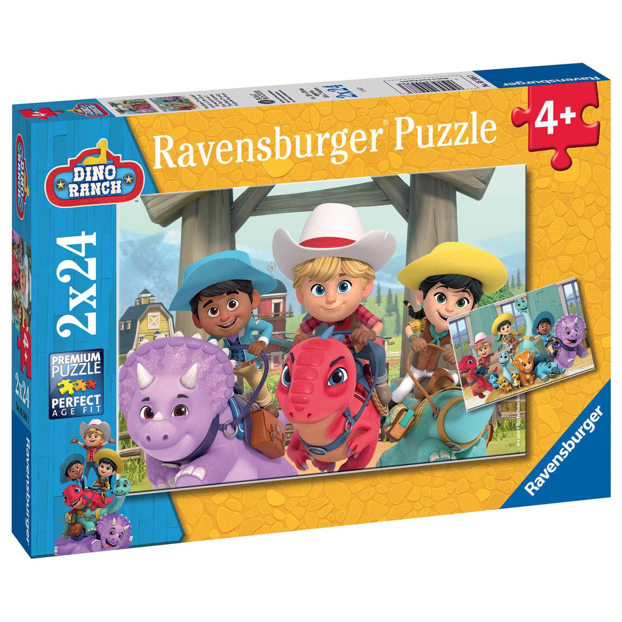 Ravensburger - puzzle dino ranch, collezione 2x24, 2 puzzle da 24 pezzi, età raccomandata 4+ anni - RAVENSBURGER