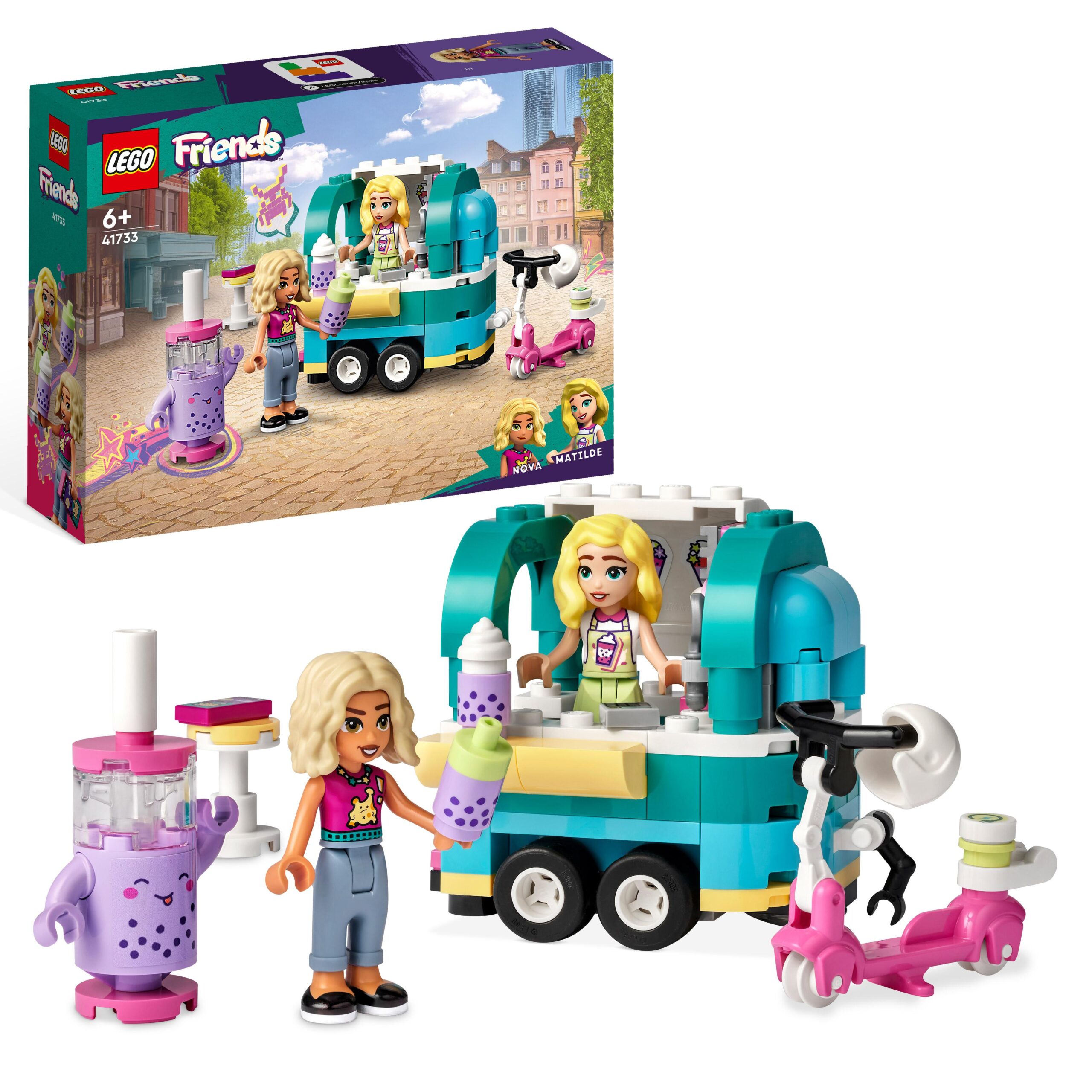 Lego friends 41733 negozio mobile di bubble tea, giocattolo per bambini 6+  con monopattino e mini bamboline nova e matilde - Toys Center