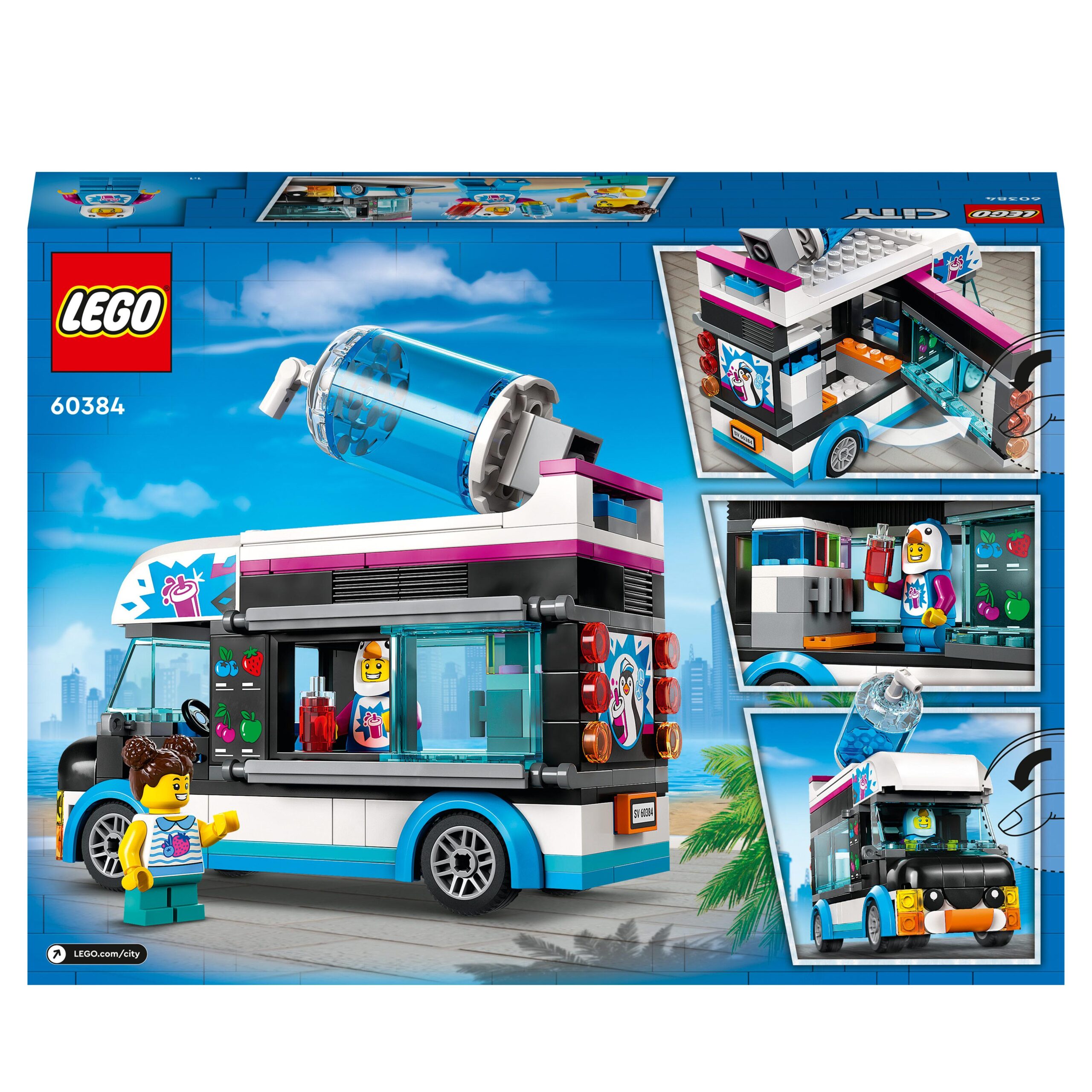 Lego city 60384 il furgoncino delle granite del pinguino, camion giocattolo con minifigure, idea regalo per bambini e bambine - LEGO CITY