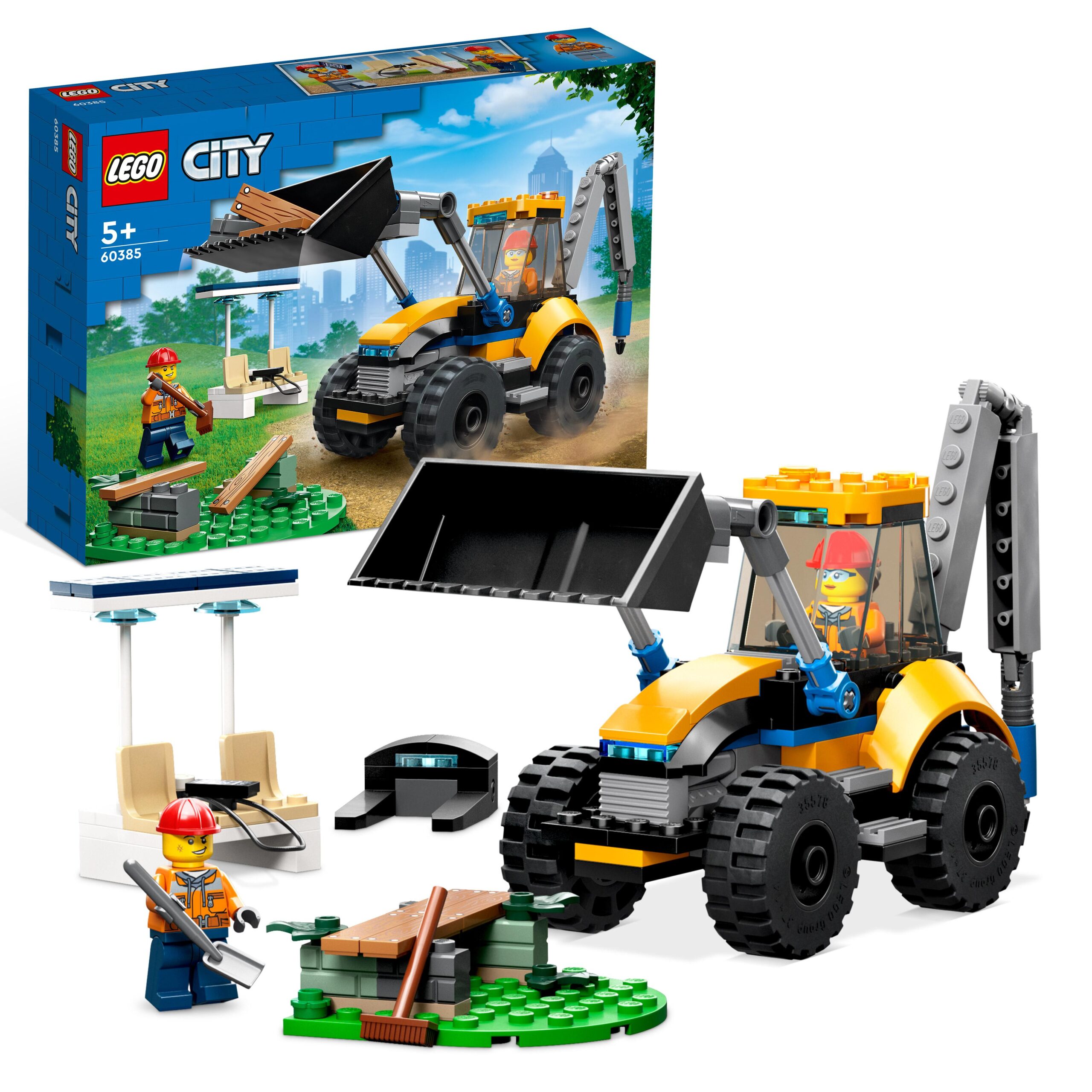Lego city 60385 scavatrice per costruzioni, escavatore giocattolo