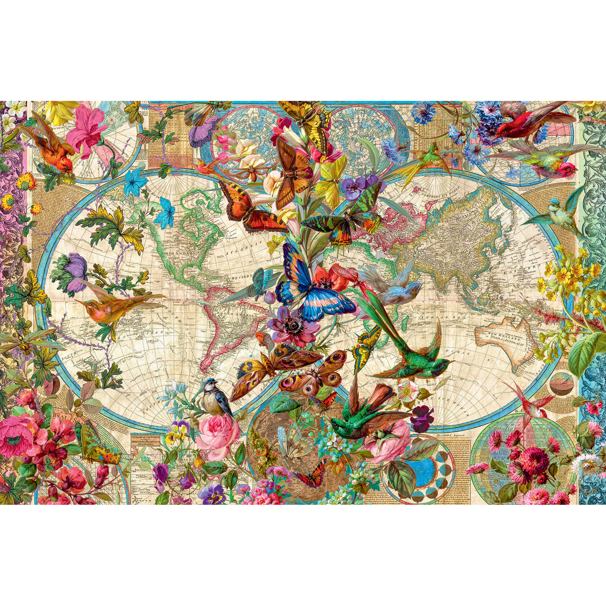 Ravensburger - puzzle mappamondo flora e fauna, 3000 pezzi, puzzle adulti - RAVENSBURGER