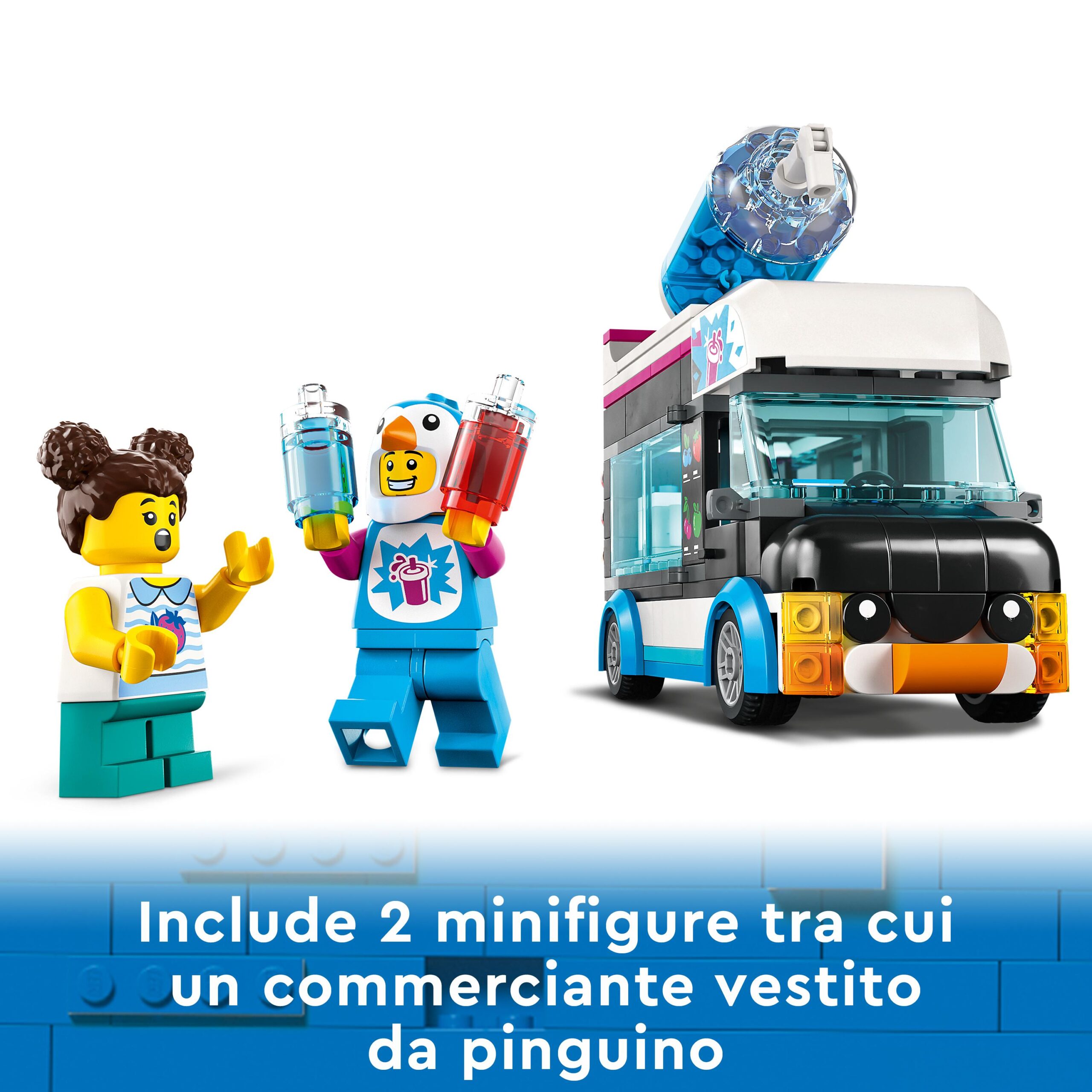 Lego city 60384 il furgoncino delle granite del pinguino, camion giocattolo con minifigure, idea regalo per bambini e bambine - LEGO CITY