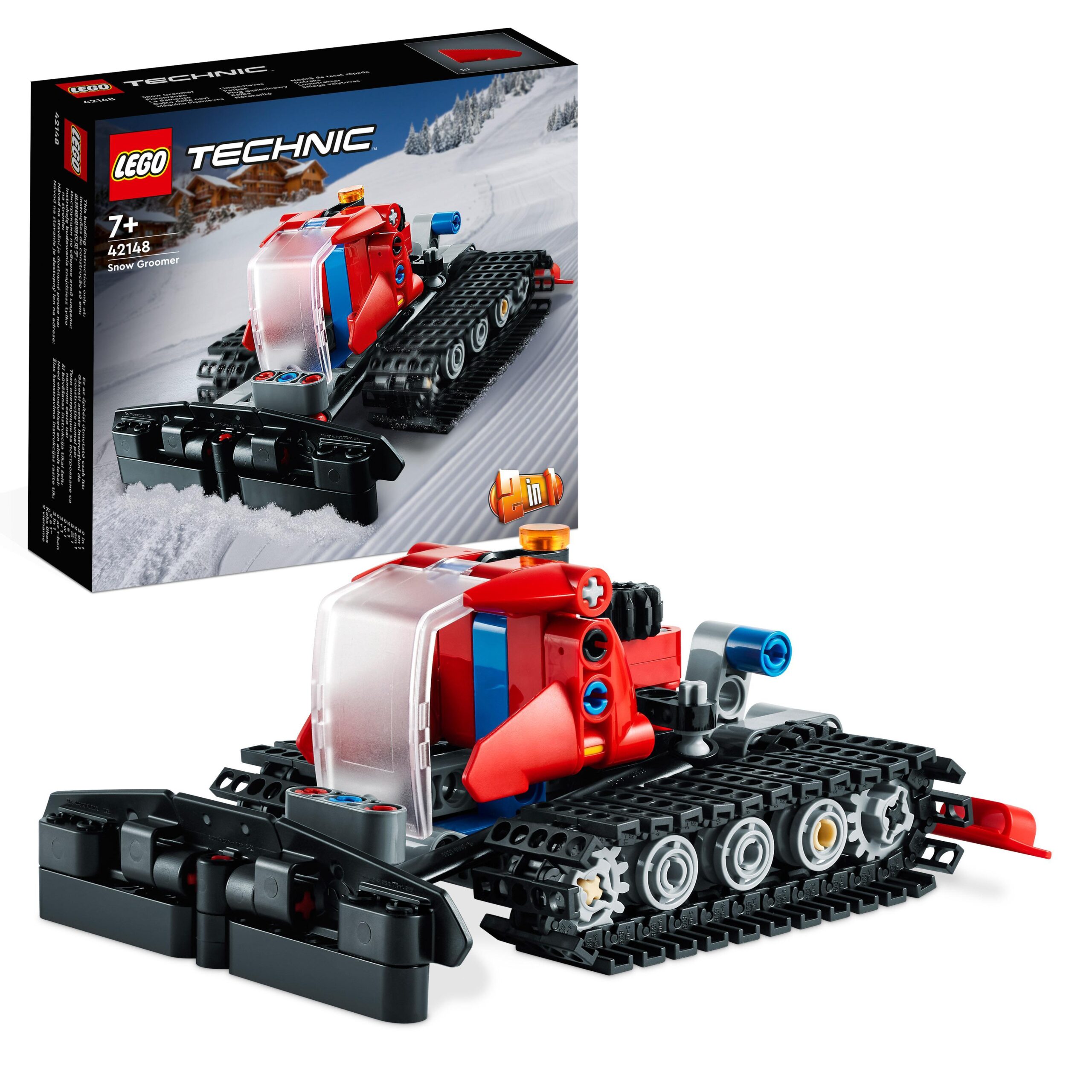 Lego technic 42148 gatto delle nevi, set 2 in 1 con motoslitta e