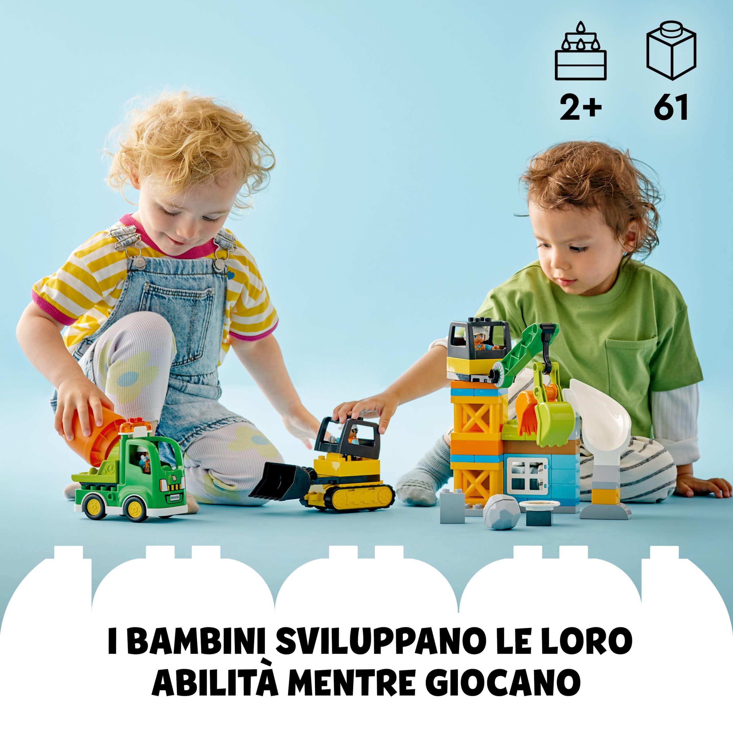 Lego duplo town 10990 cantiere edile con bulldozer, betoniera e gru giocattolo, giocattoli per bambini con mattoncini grandi - LEGO DUPLO