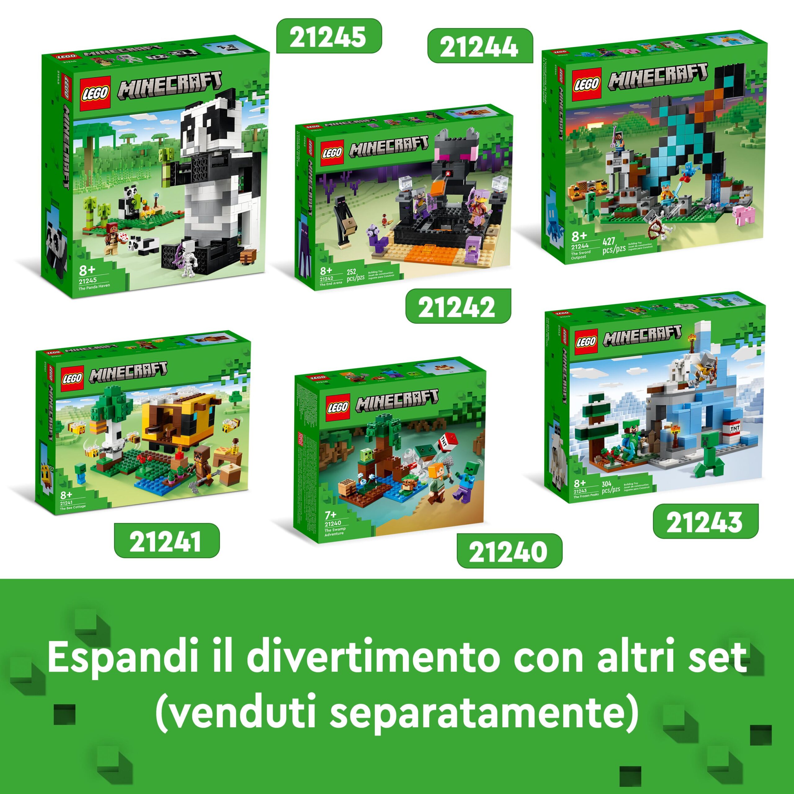 Lego minecraft 21245 il rifugio del panda, modellino da costruire di casa giocattolo, giochi per bambini, idea regalo - MINECRAFT