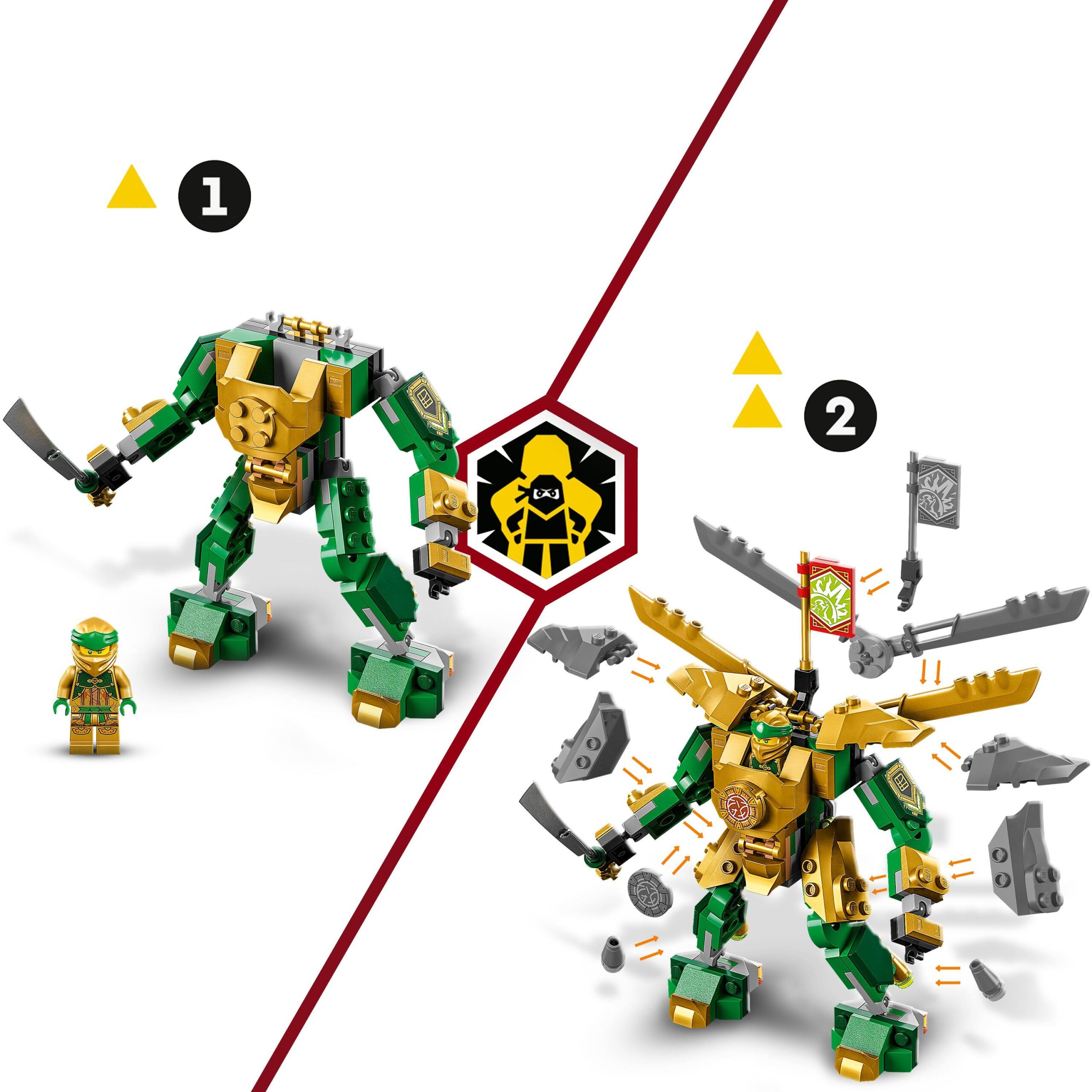 Lego ninjago 71781 mech da battaglia di lloyd - evolution, set con 2 action figure, giochi per bambini 6+ con minifigure - LEGO NINJAGO