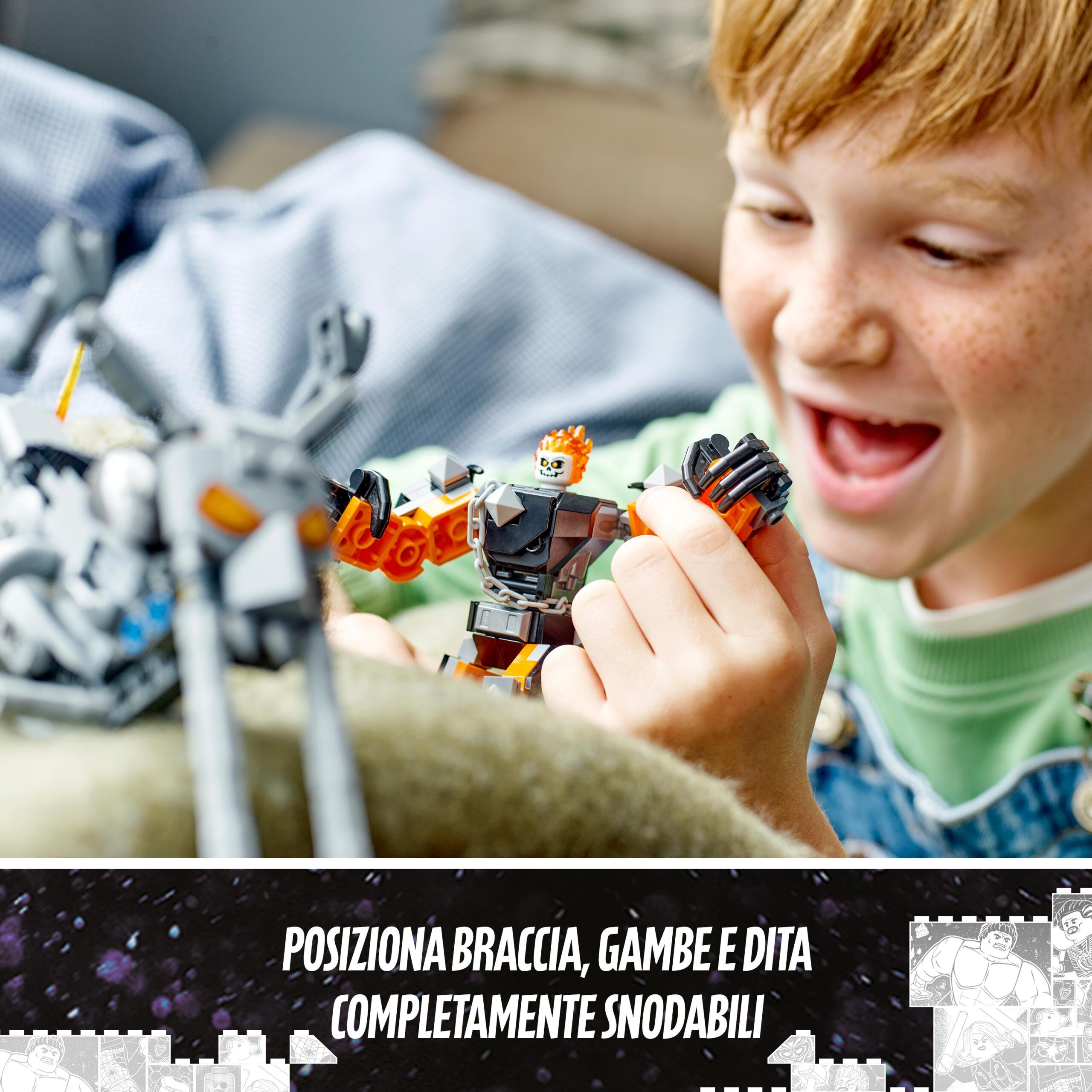 Lego marvel 76245 mech e moto di ghost rider, giocattolo con action figure snodabile di supereroe, idea regalo per bambini 7+ - LEGO SUPER HEROES