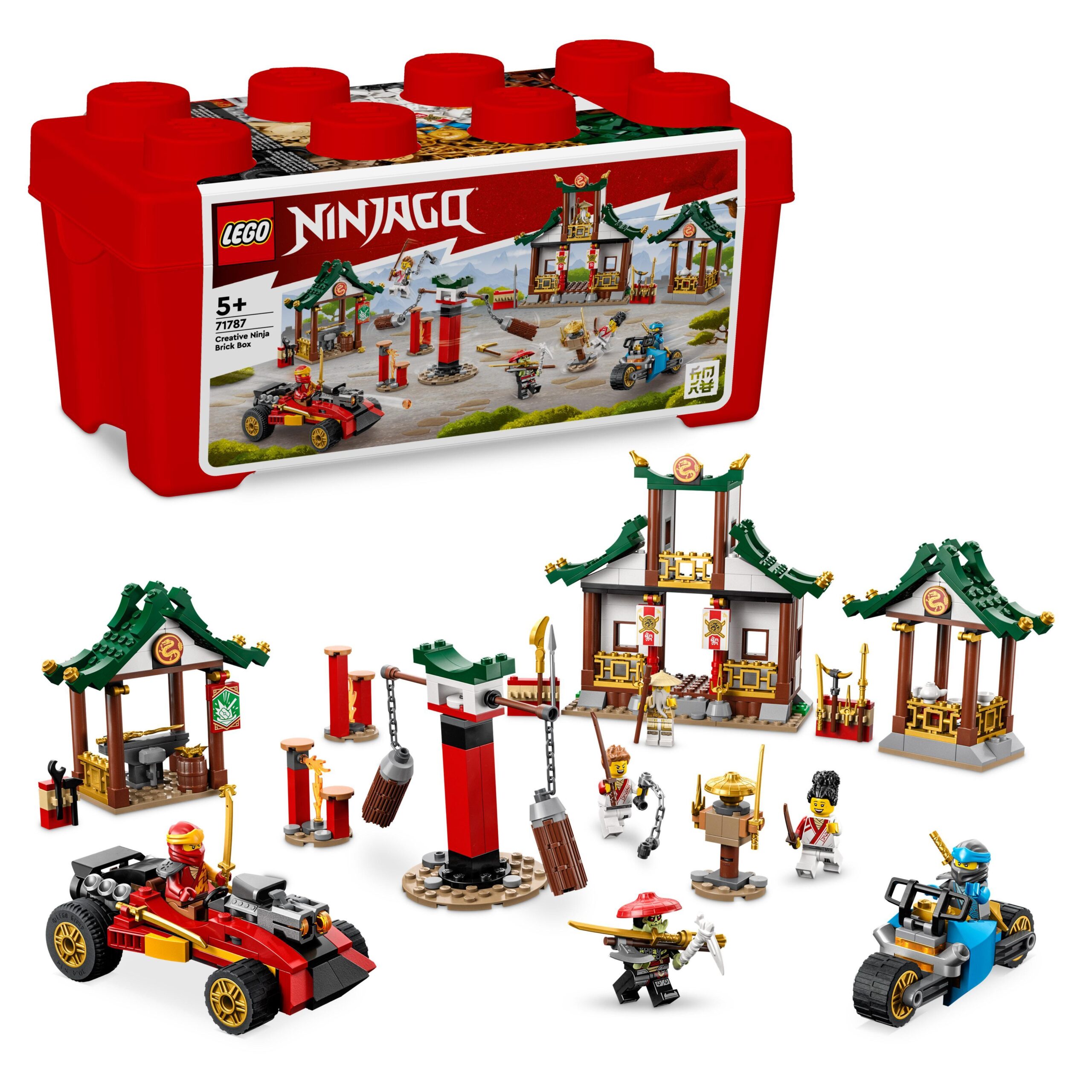 Lego ninjago 71787 set creativo di mattoncini ninja, scatola porta giochi per bambini 5+ con macchina e moto giocattolo - LEGO NINJAGO