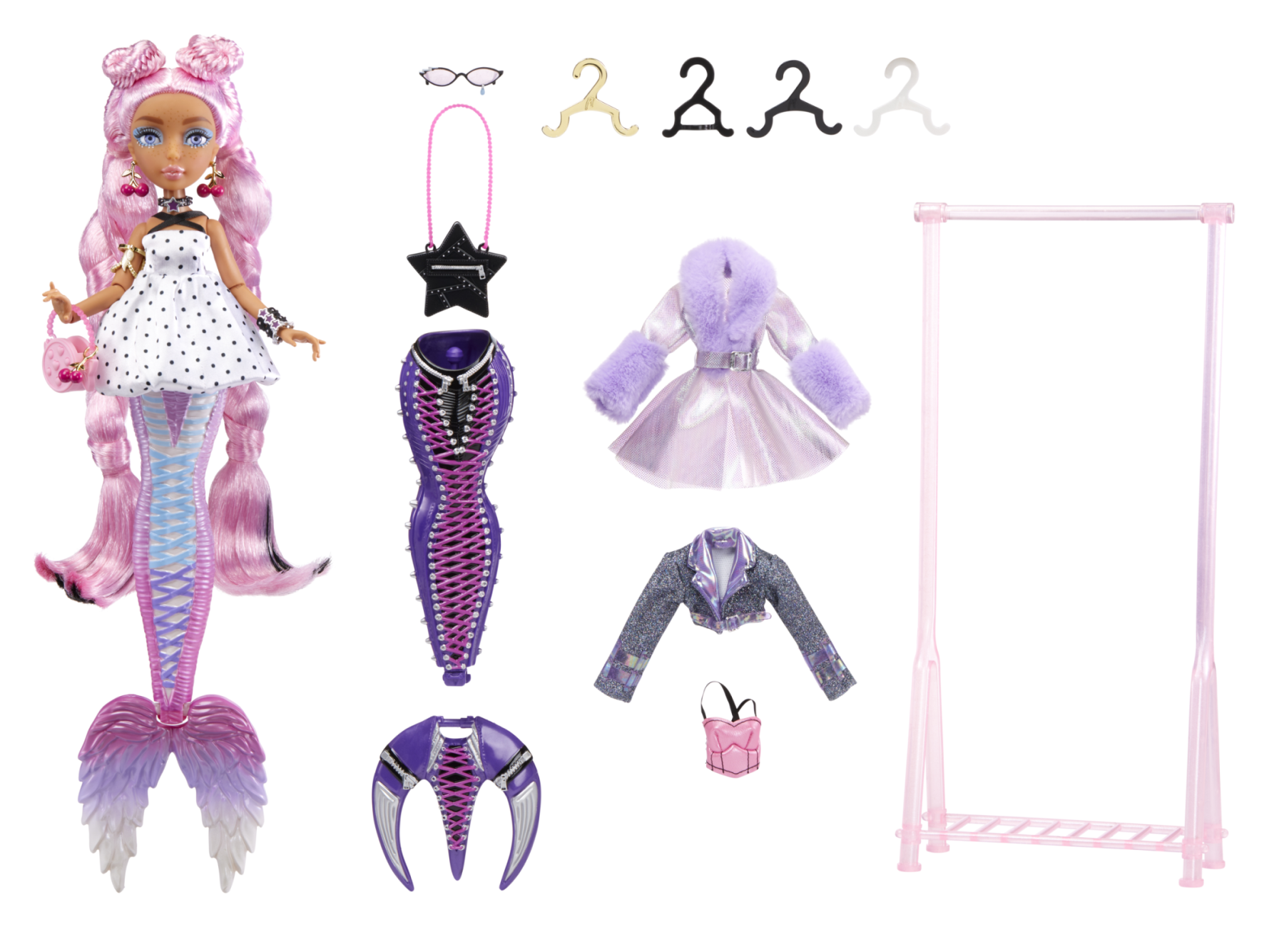 Mermaze mermaidz fashion fins - morra - include bambola alla moda personalizzabile con coda mix & match, pinna che cambia colore - MERMEIDZ