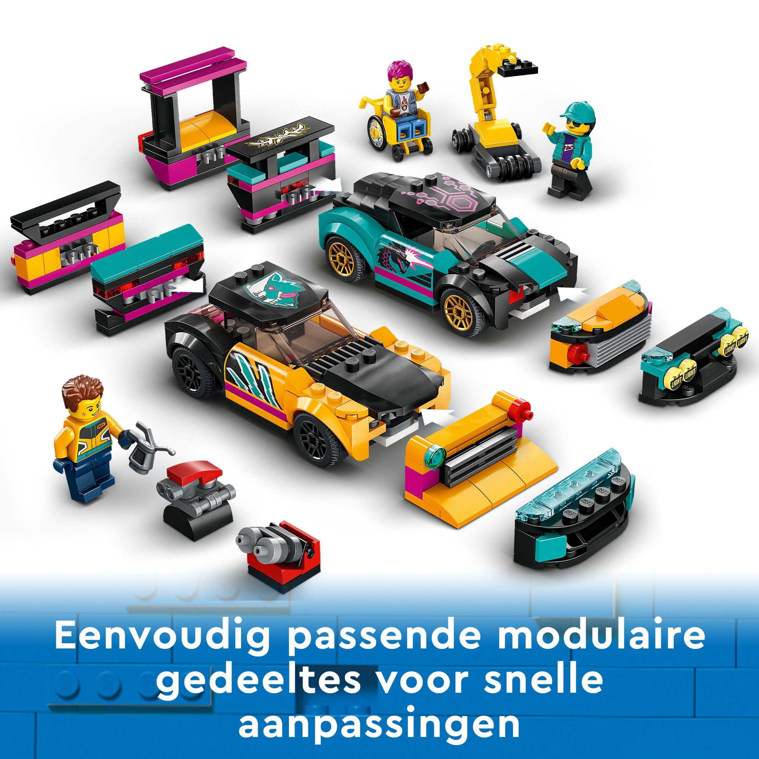Lego city 60389 garage auto personalizzato con 2 macchine