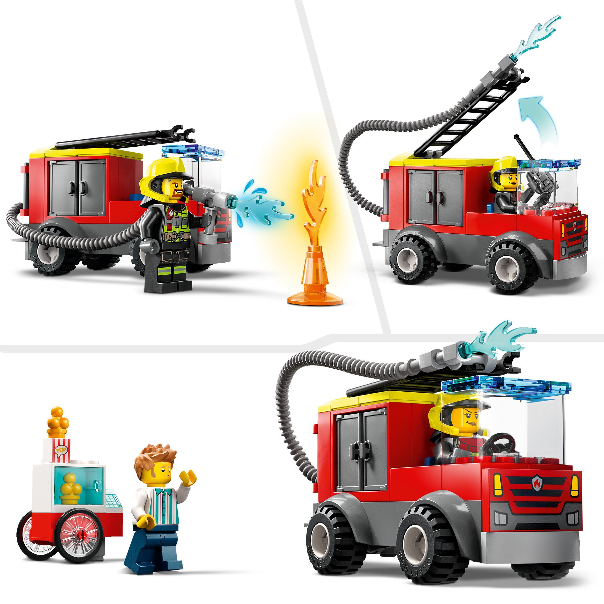 Lego city fire 60375 caserma dei pompieri e autopompa, camion