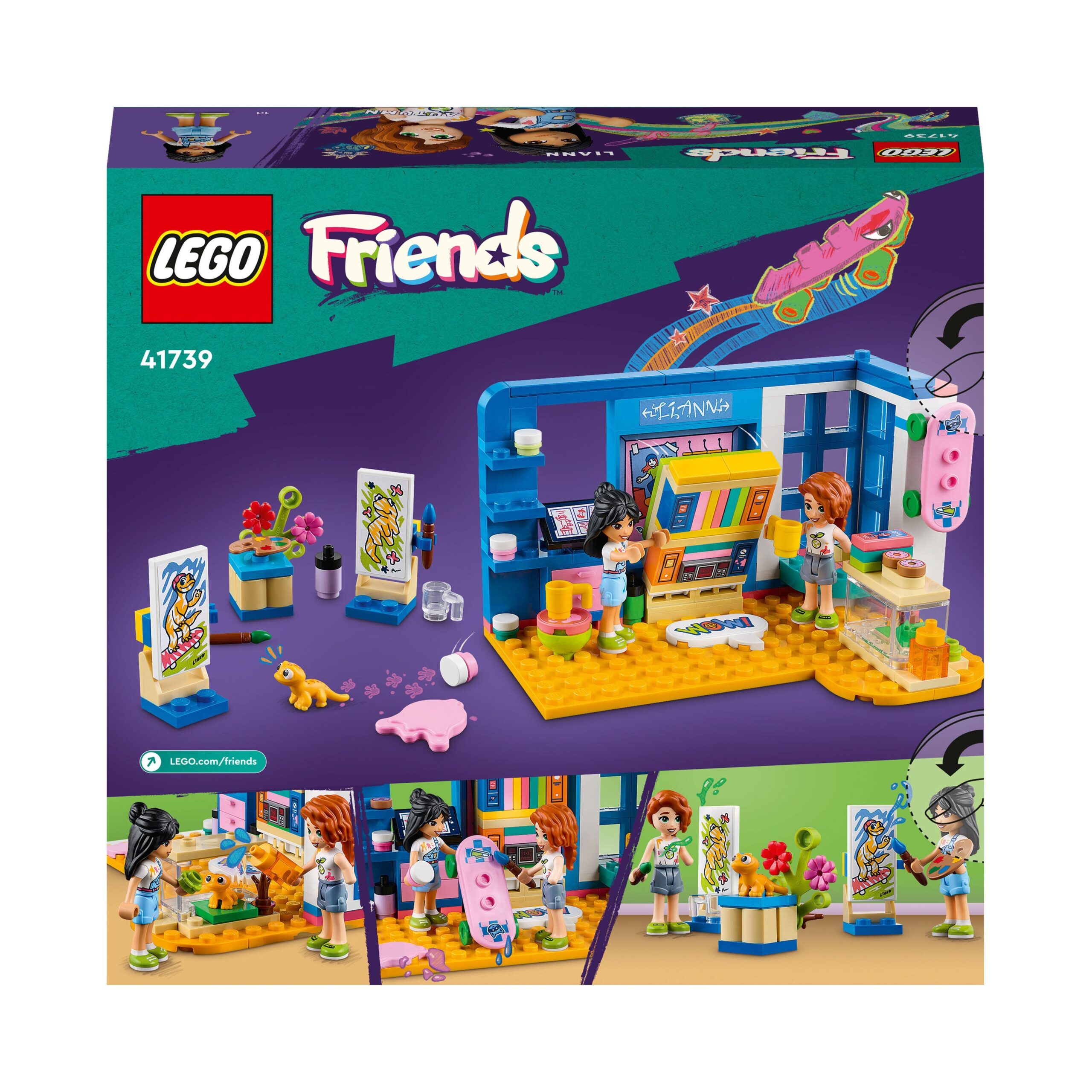 Lego friends 41739 la cameretta di liann, camera da letto a tema artistico con mini bambolina autumn, giochi per bambini 6+ - LEGO FRIENDS