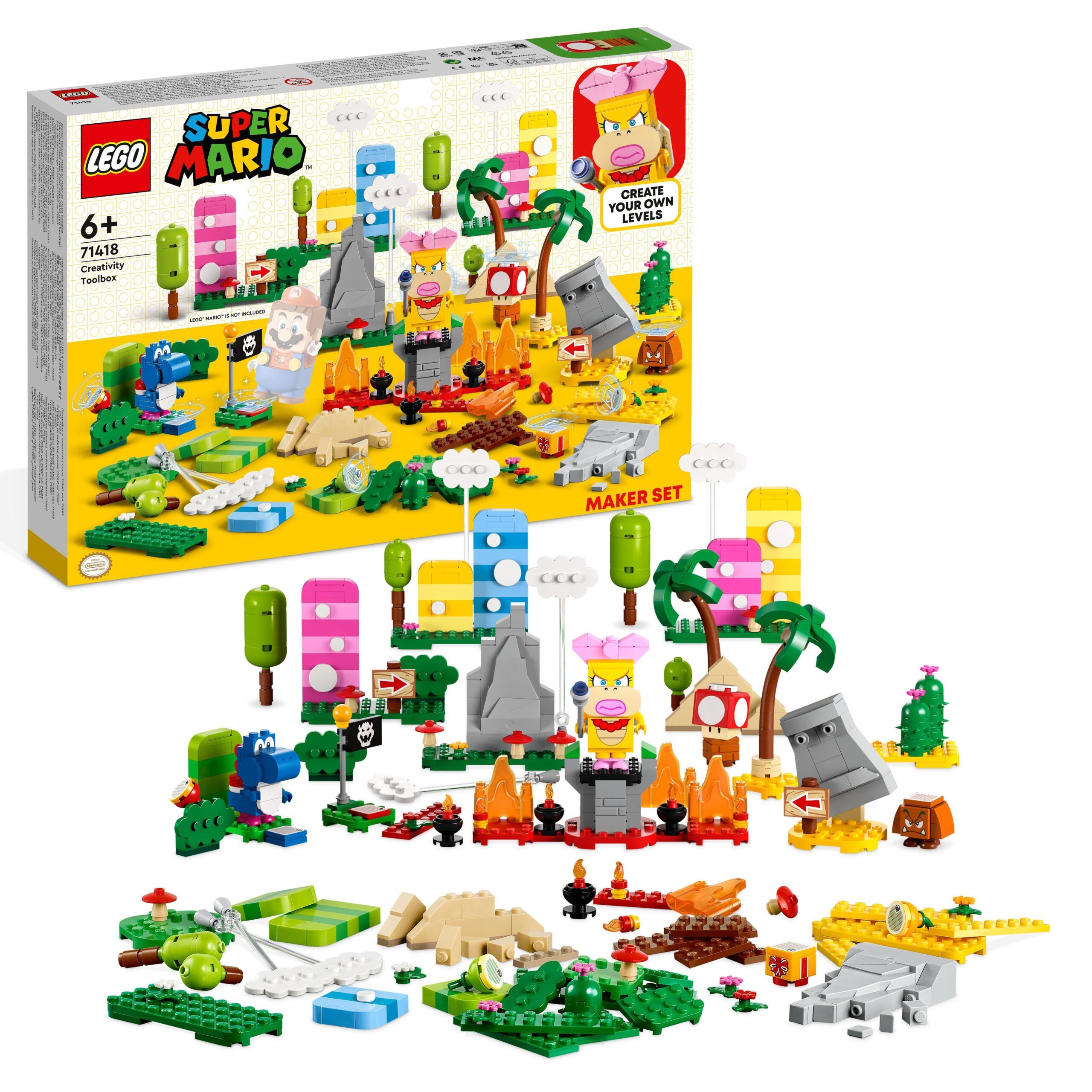 Lego super mario 71418 toolbox creativa, crea livelli con figure, elementi erbosi, desertici e lavici da abbinare agli starter pack - LEGO® Super Mario™, Super Mario